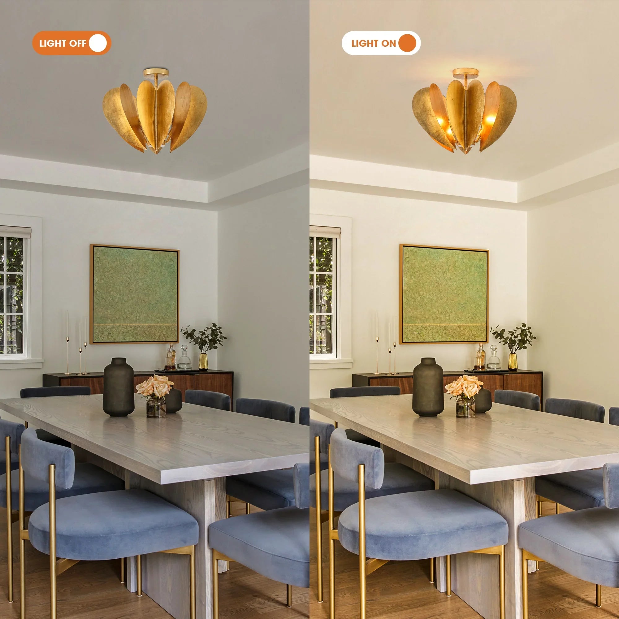 Elvira Farmhouse Gold Hexagonal Ceiling Light