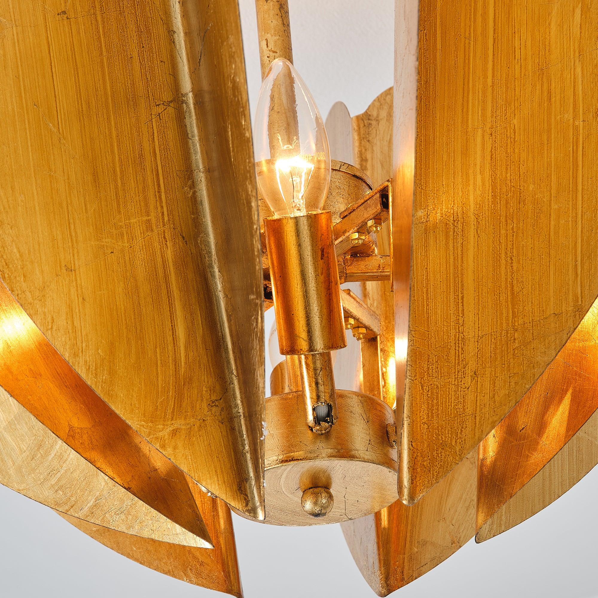 19 Inch Elvira 6-Light Farmhouse Vintage Distressed Golden Semi-Flush Mount Ceiling Light