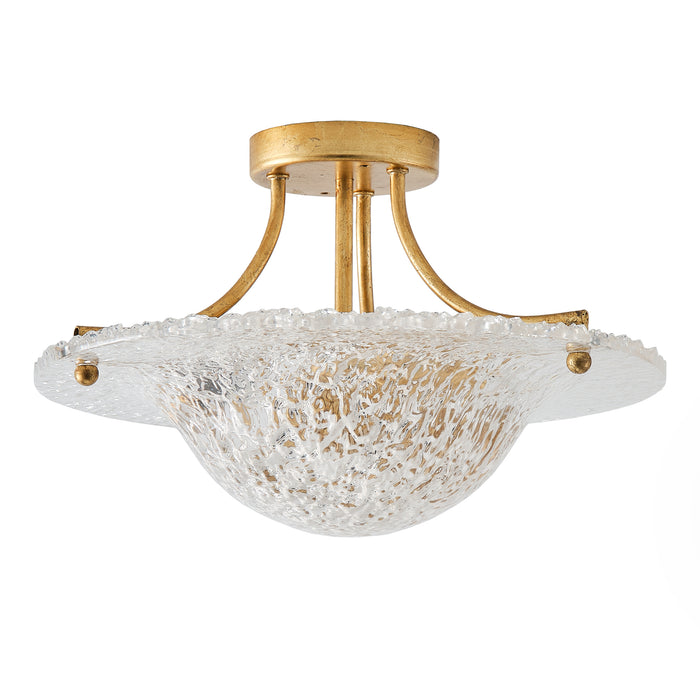 16 Inch Page 3-Light Golden Semi-Flush Mount Ceiling Light
