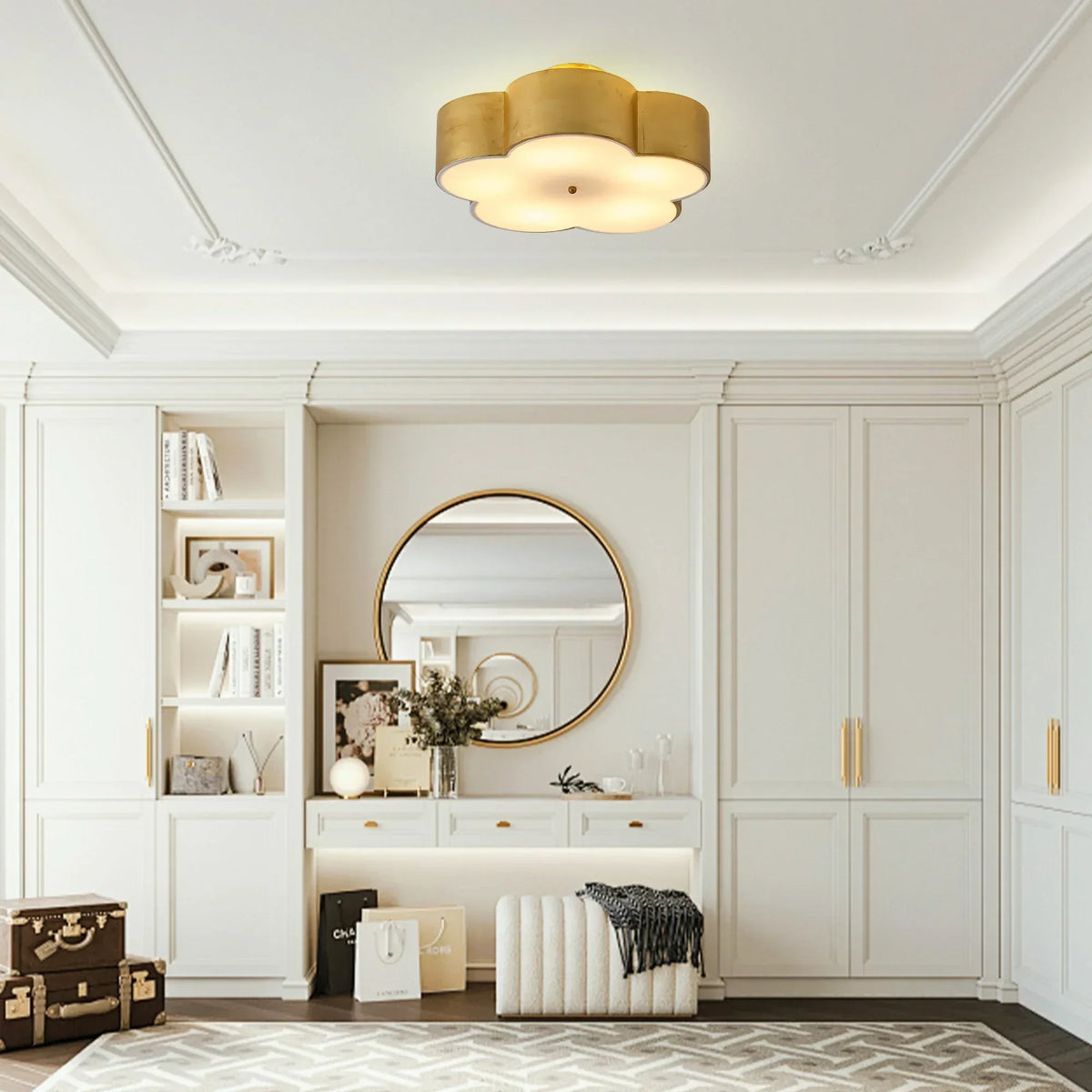 20 Inch Joyce 5-Light Vintage Golden Semi-Flush Mount Ceiling Light
