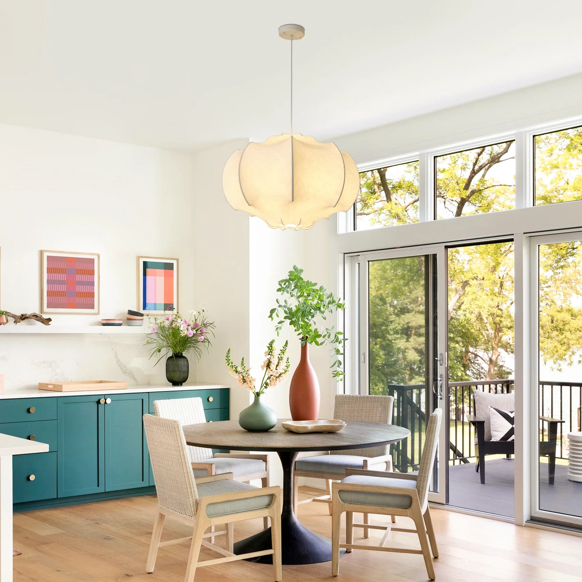 24 Inch Bevis 3-Light White Wabi-sabi Island Pendant Light