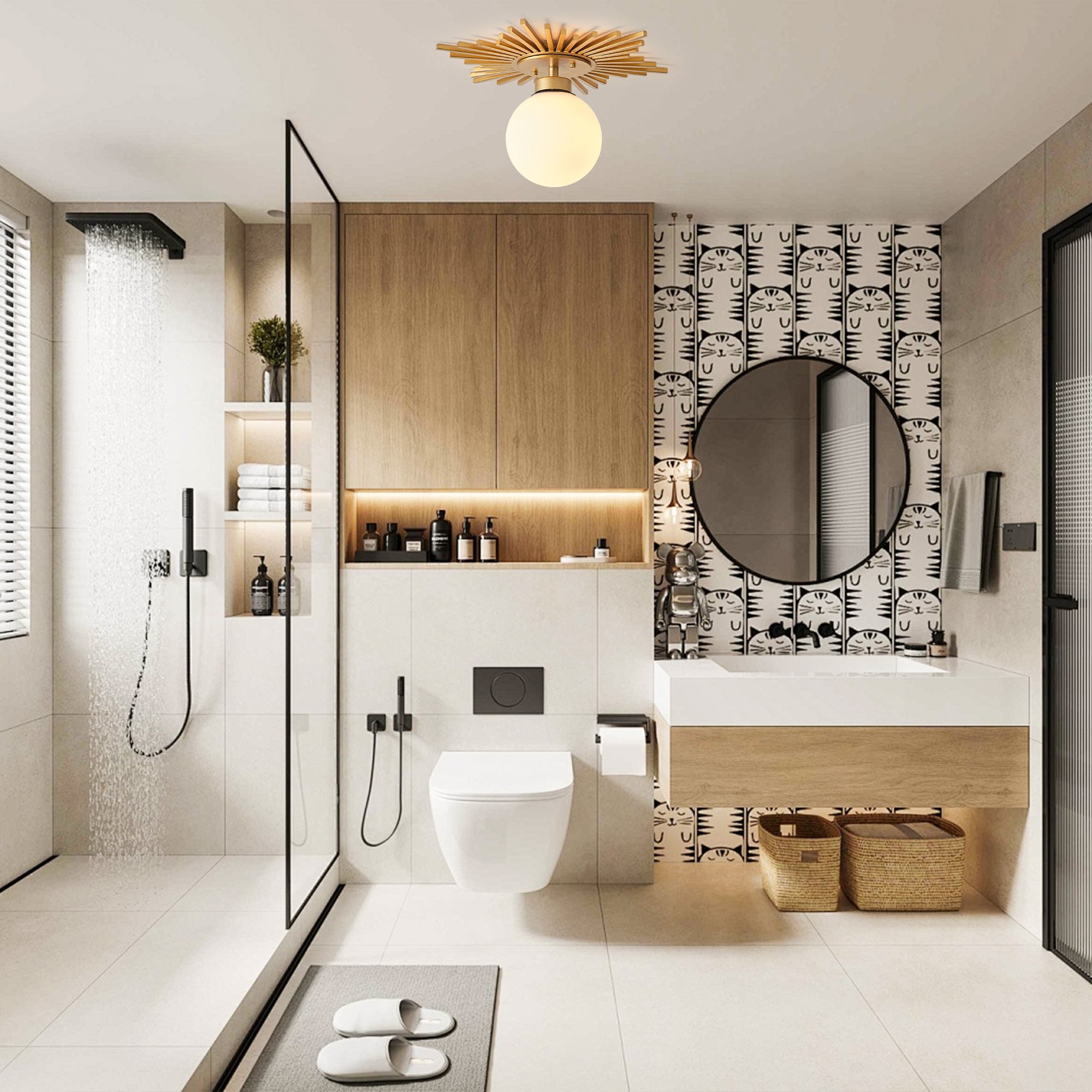 18 Inch Iris 1-Light Golden Semi-Flush Mount Ceiling Light