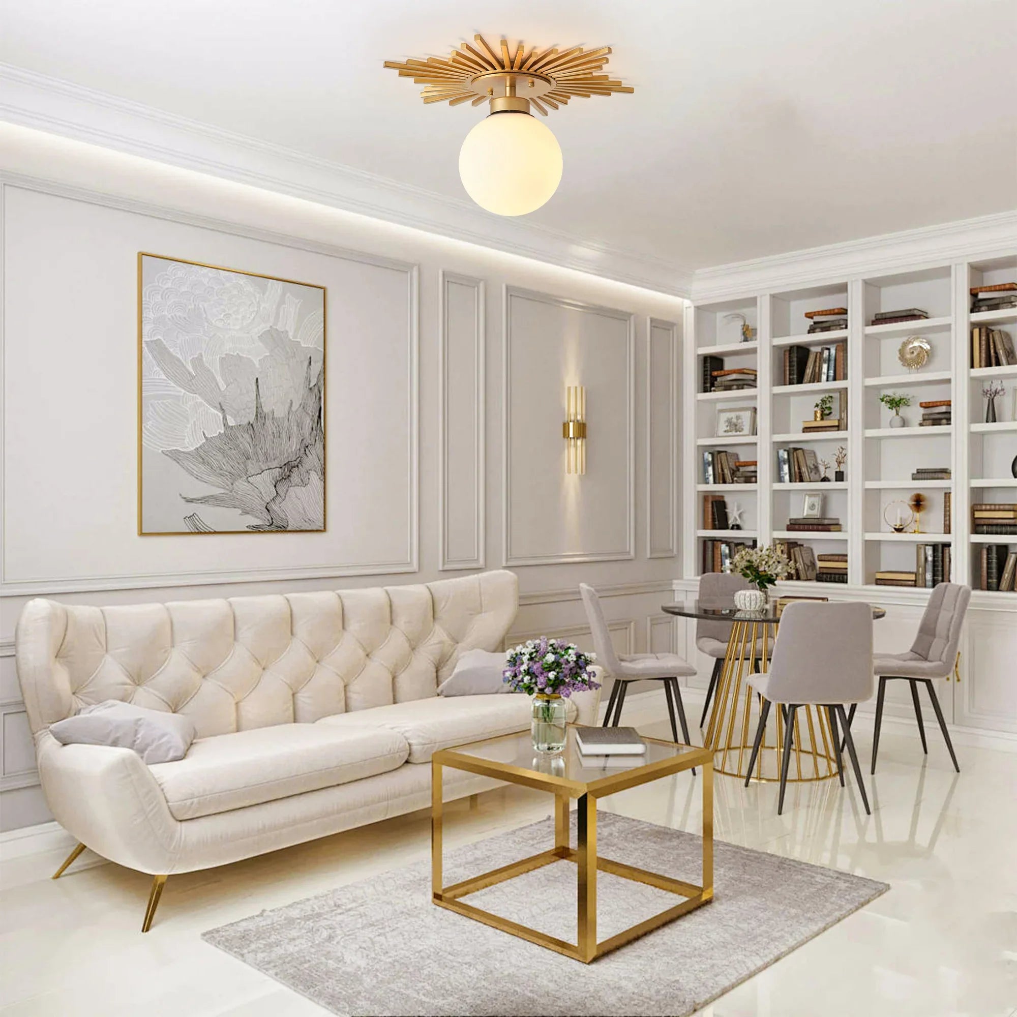 18 Inch Iris 1-Light Golden Semi-Flush Mount Ceiling Light