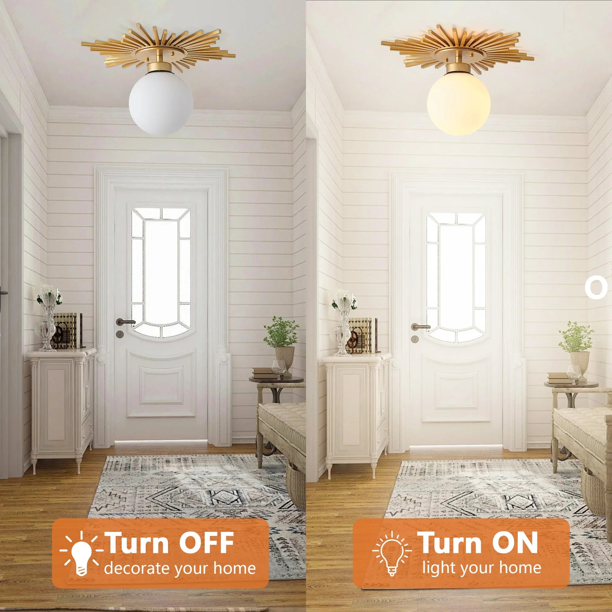 18 Inch Iris 1-Light Golden Semi-Flush Mount Ceiling Light