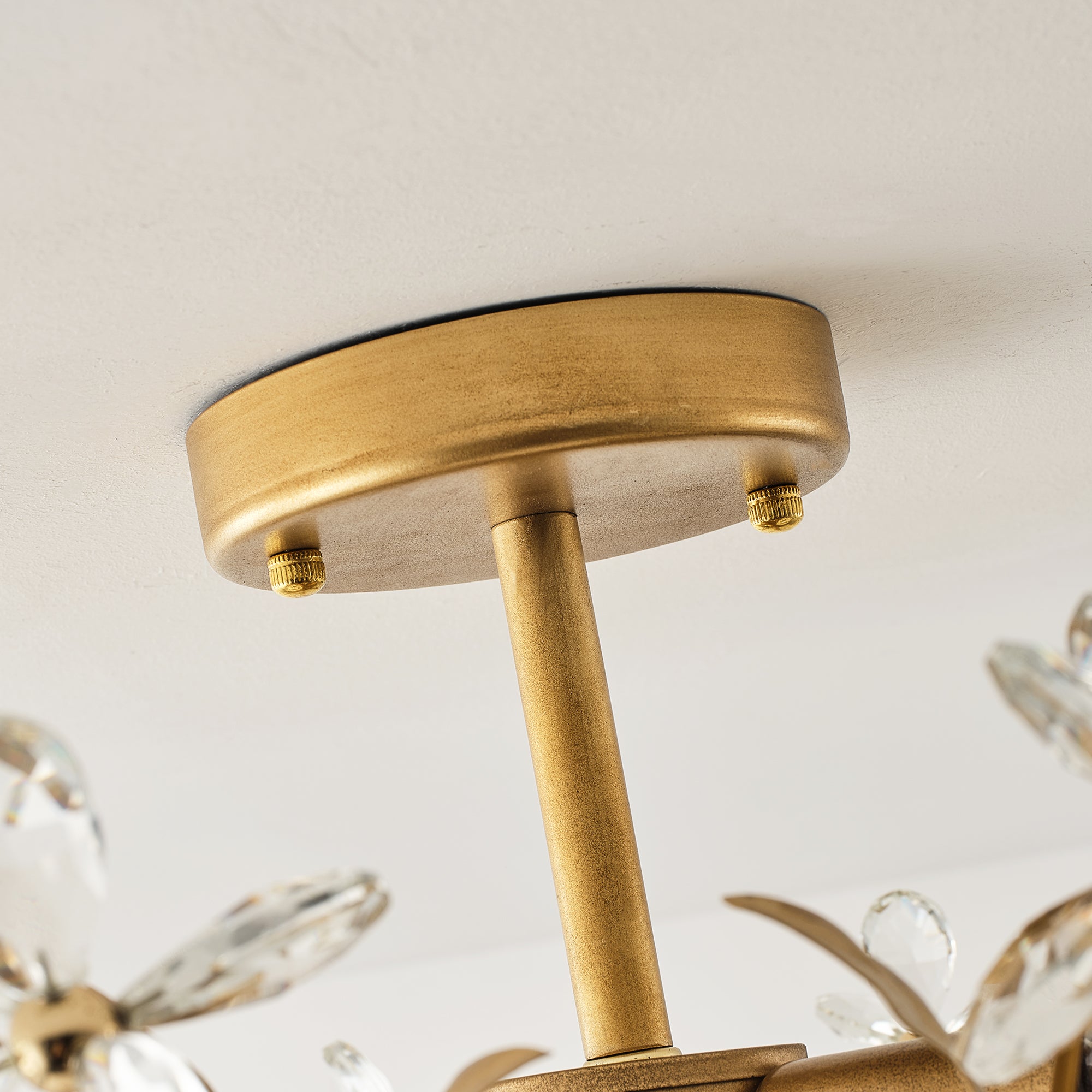 24" Quintion Golden Crystal Ornament Semi-Flush Mount Ceiling Light