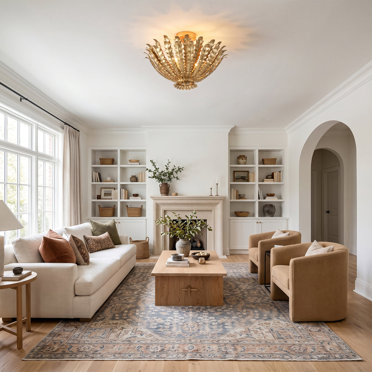 Spencer 3-Light Leaf-Inspired Semi-Flush Ceiling Light