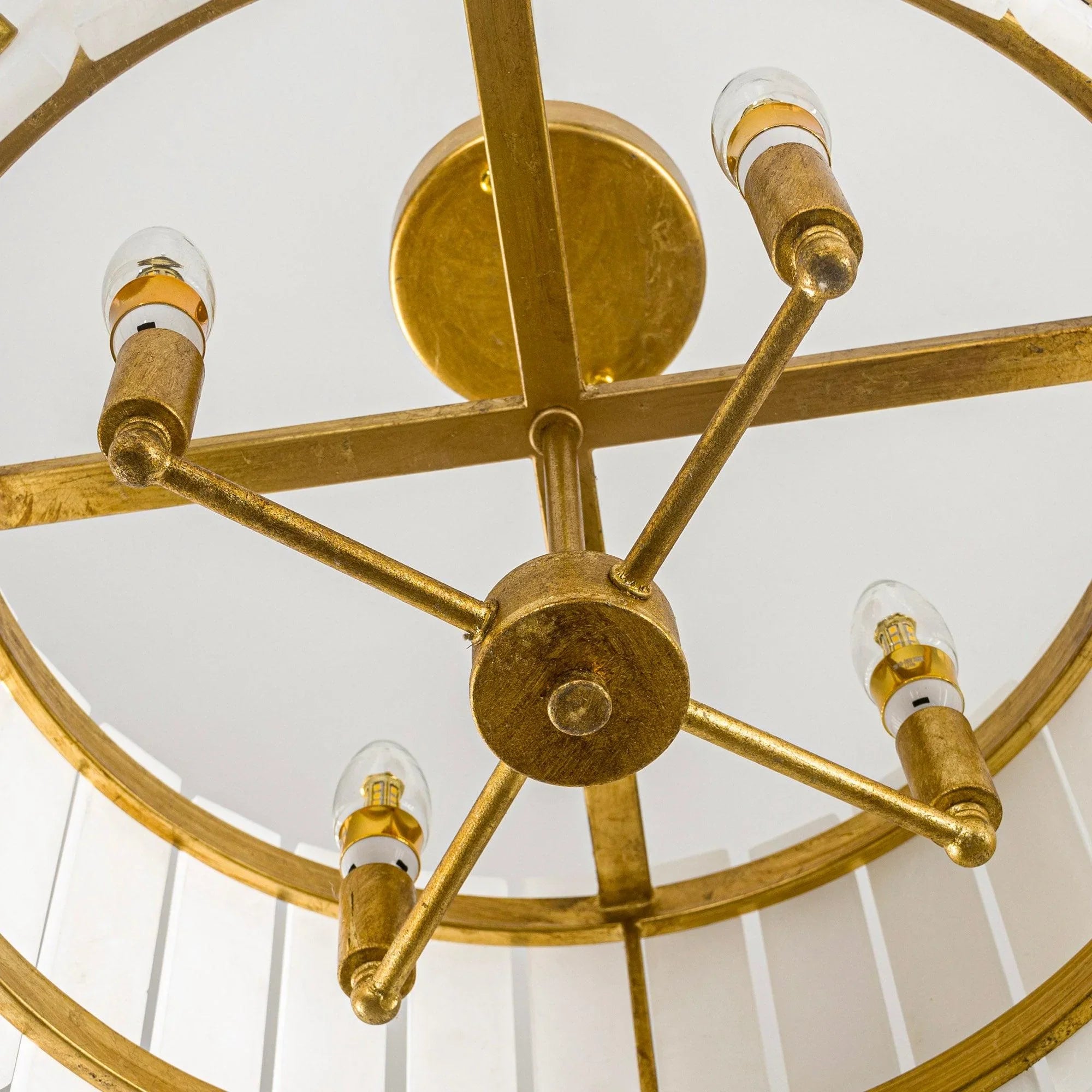 4-Light Modern Drum Marble Semi Flush Mount Ceiling Light