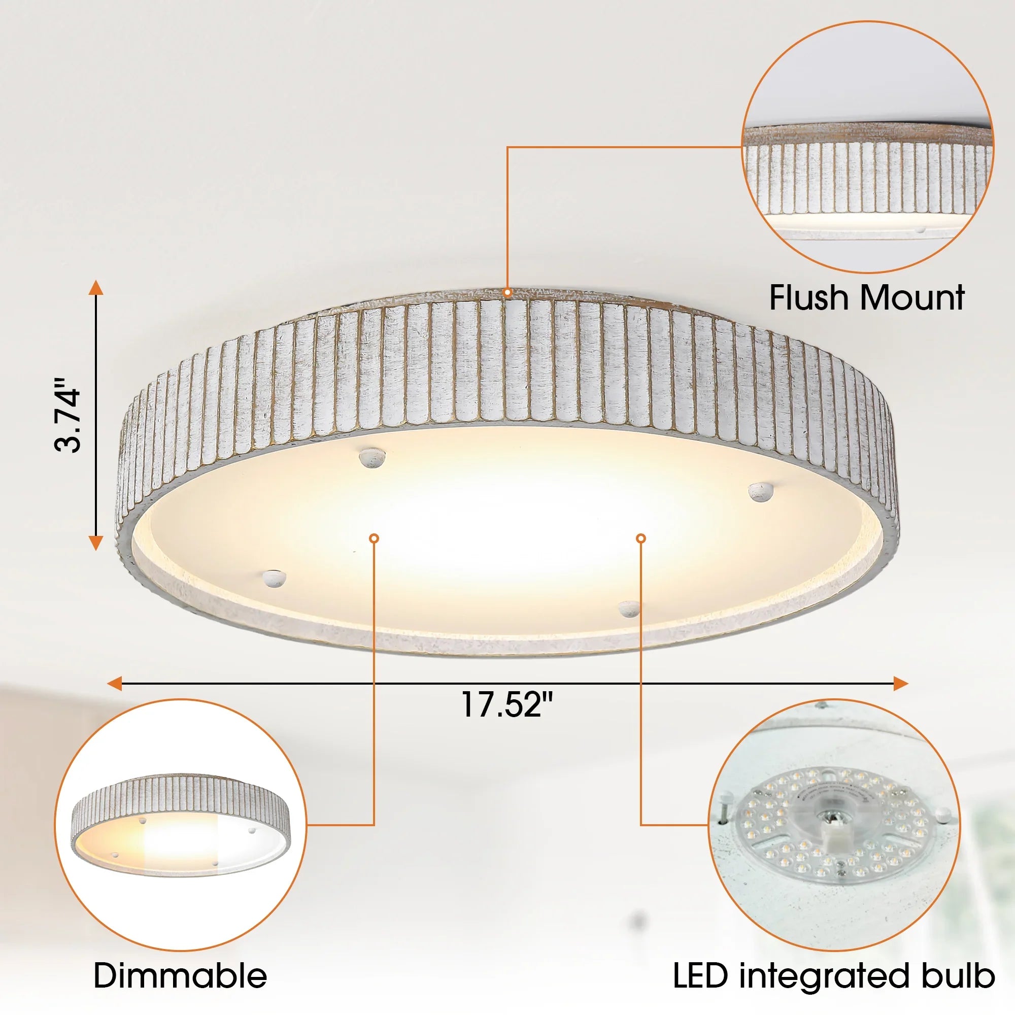18 Inch White Modern Flush Mount LED Light