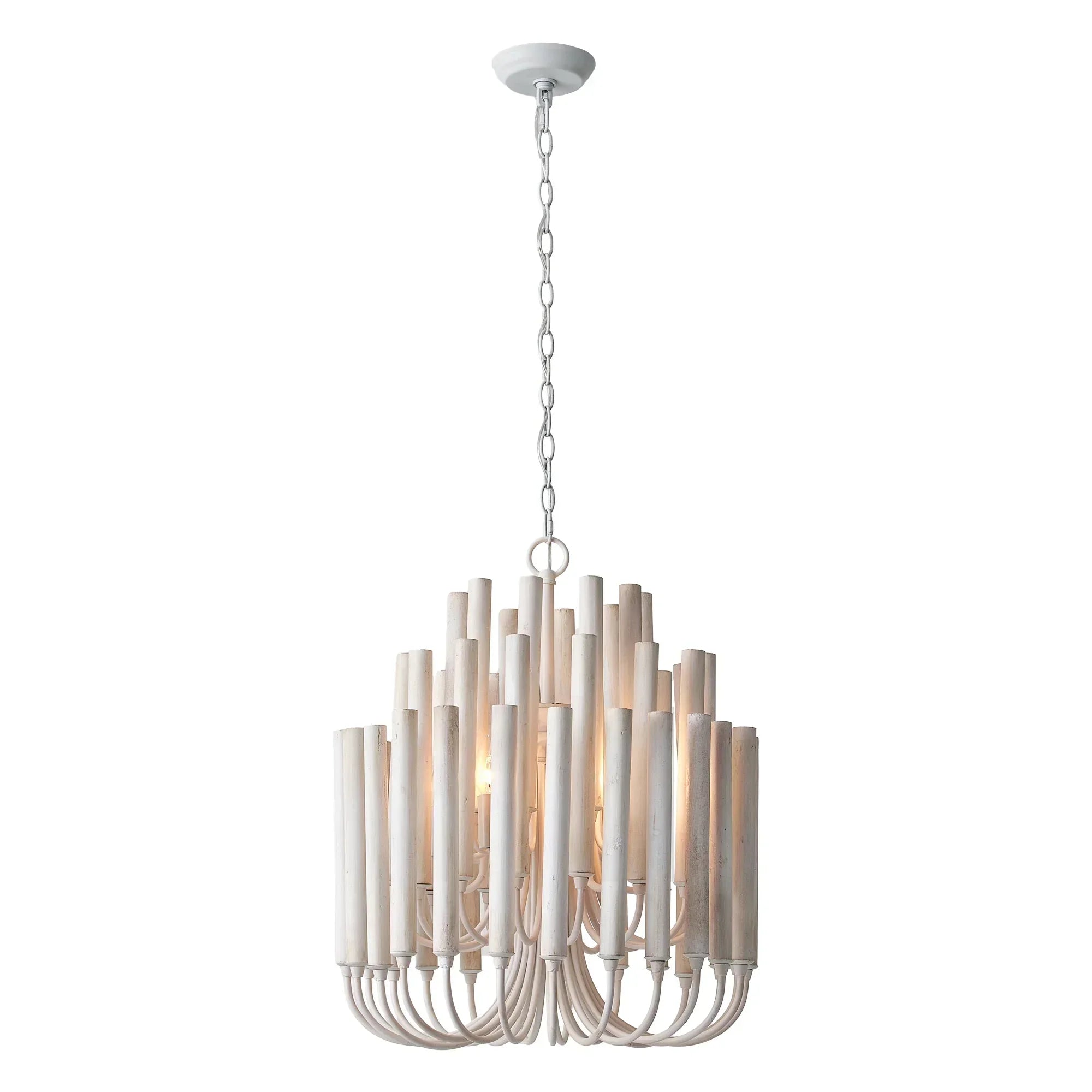 20 Inch Borg 5-Light White Wooden Chandelier