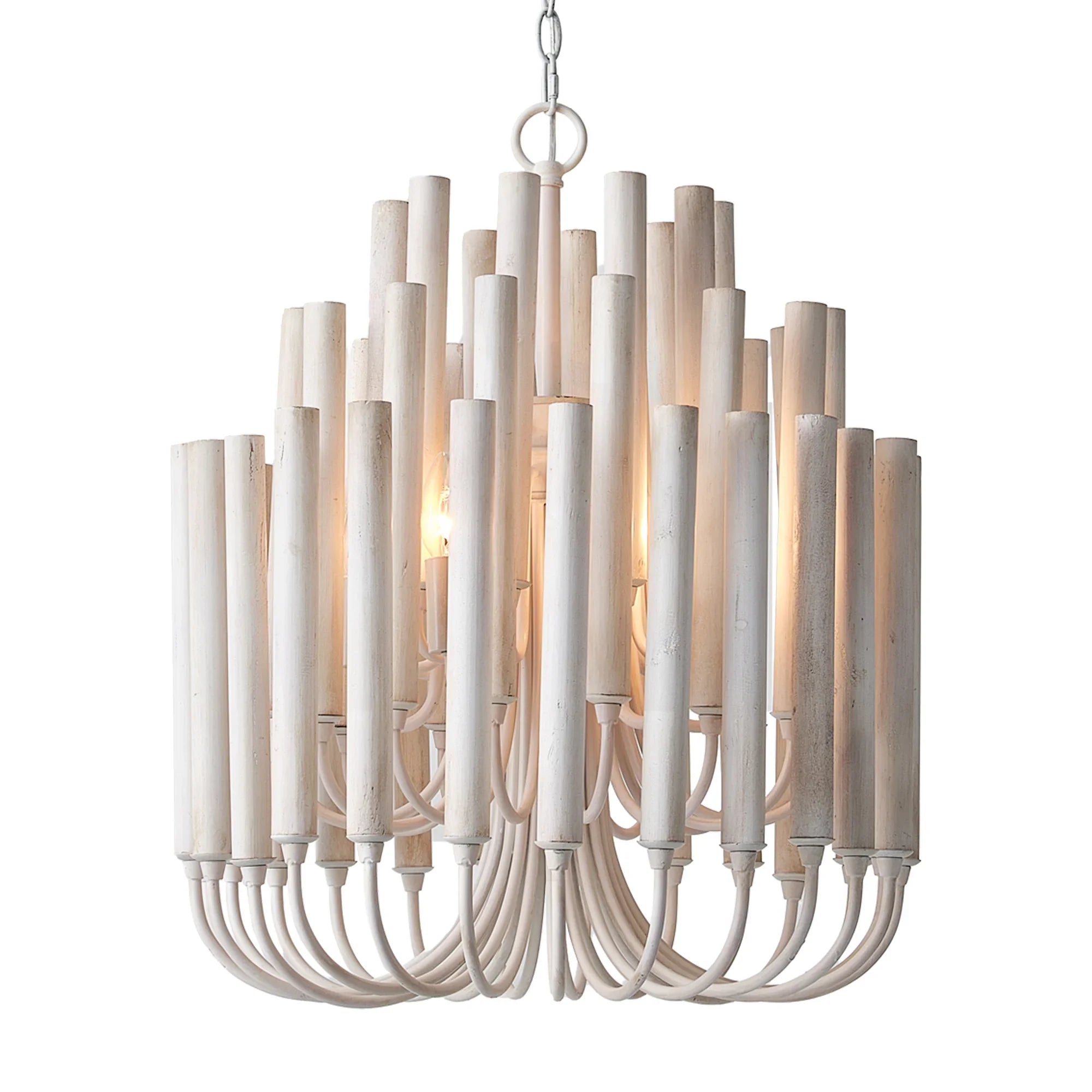 20 Inch Borg 5-Light White Wooden Chandelier
