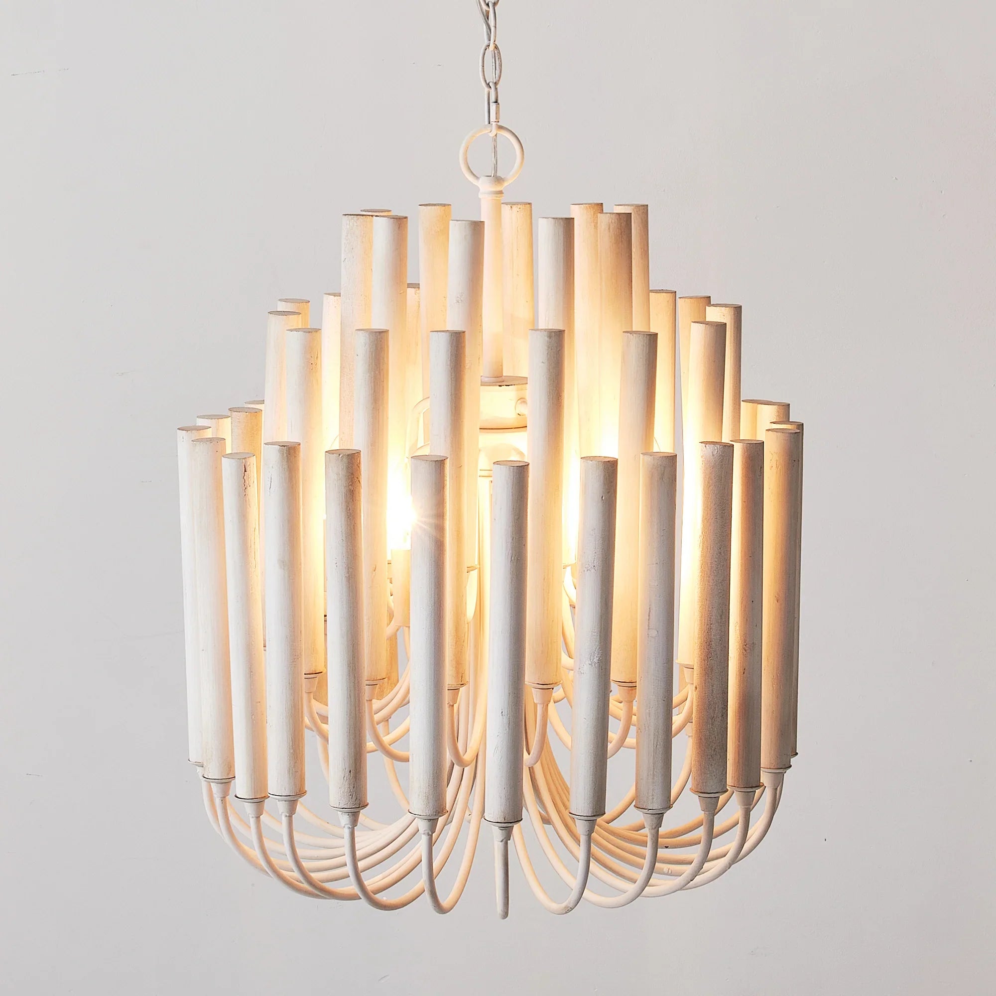 20 Inch Borg 5-Light White Wooden Chandelier