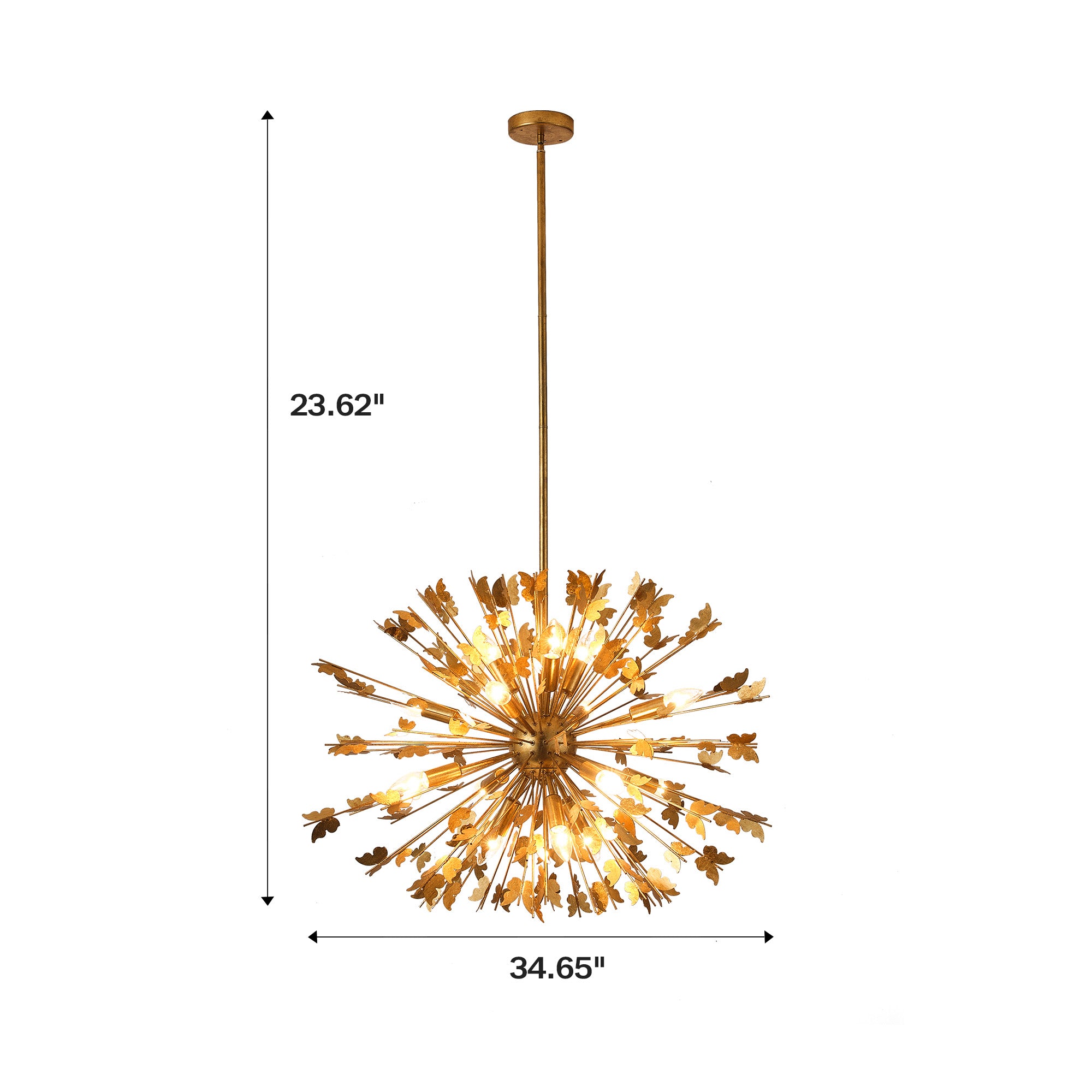 35 Inch Lydia 14-Light Golden Chandelier
