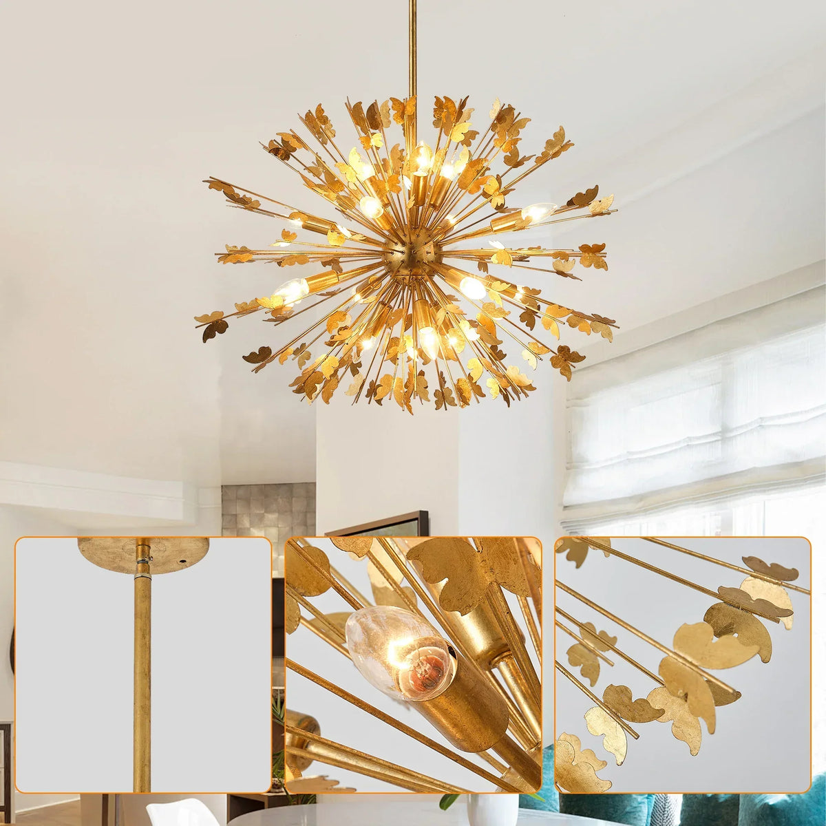 35 Inch Lydia 14-Light Golden Chandelier
