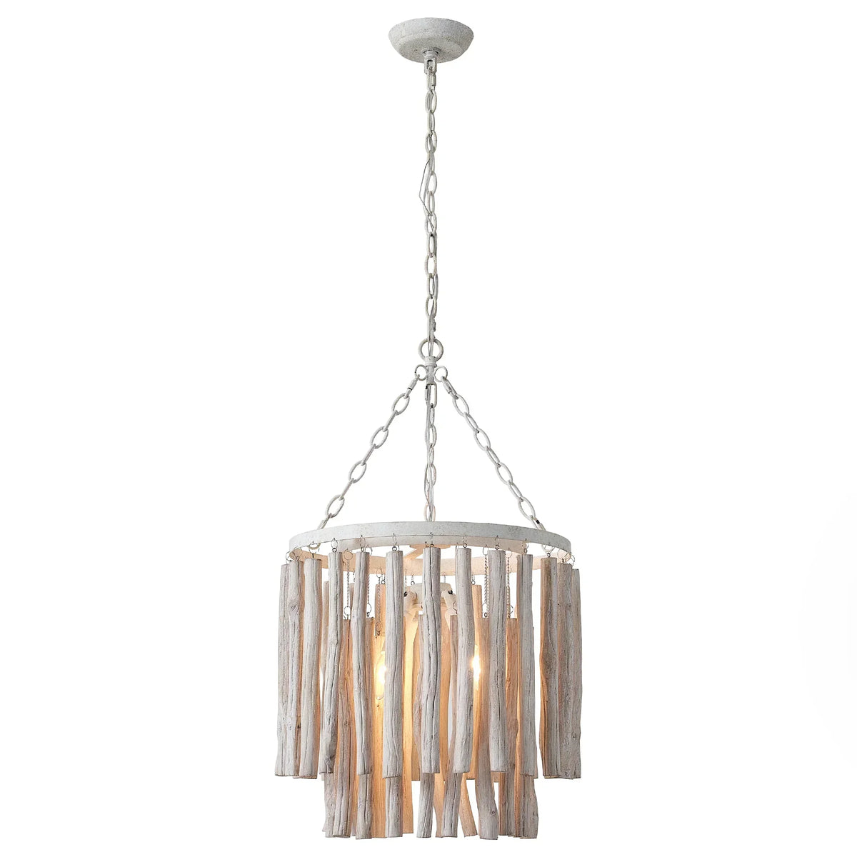 17 Inch Milo 4-Light White Wooden Chandelier