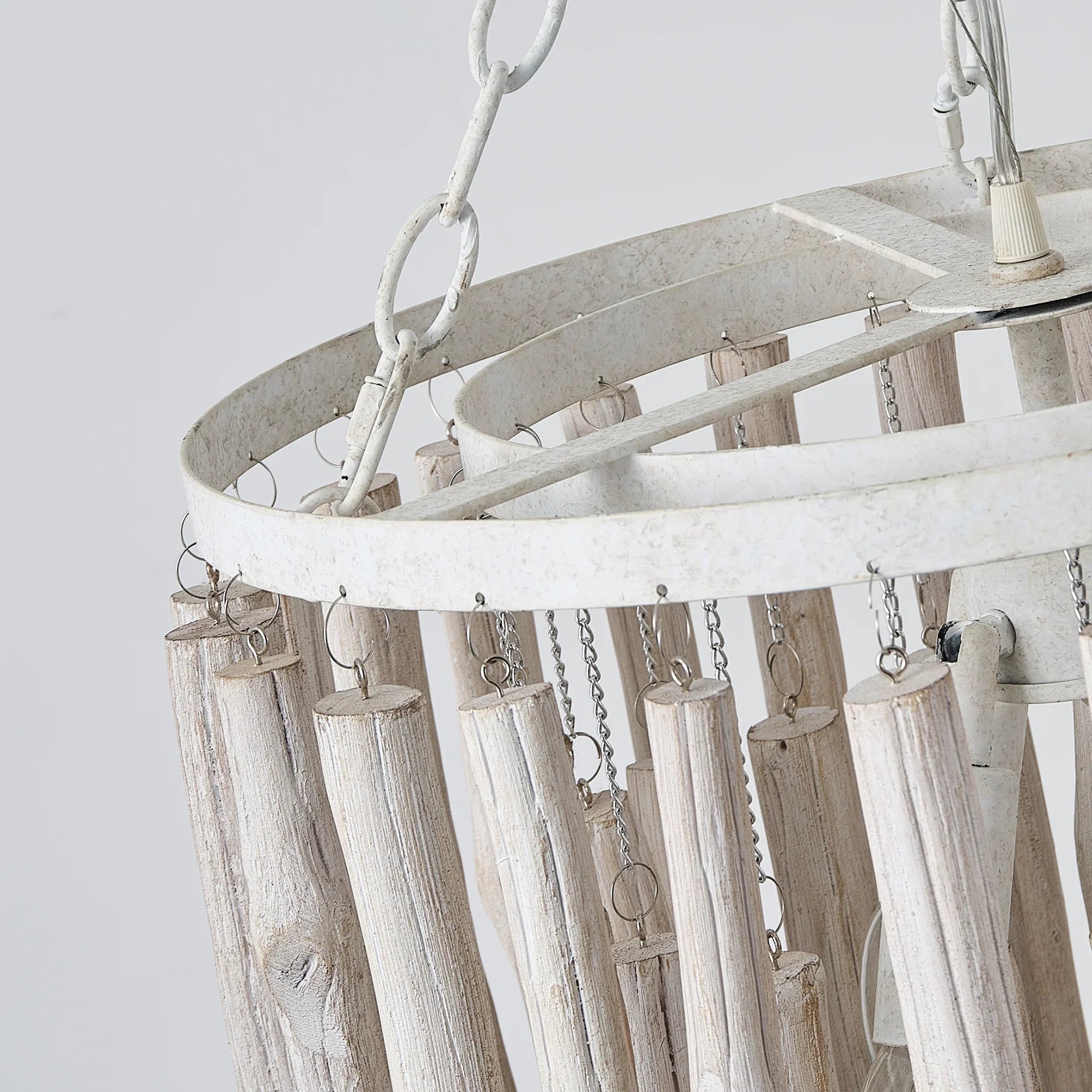 17 Inch Milo 4-Light White Wooden Chandelier