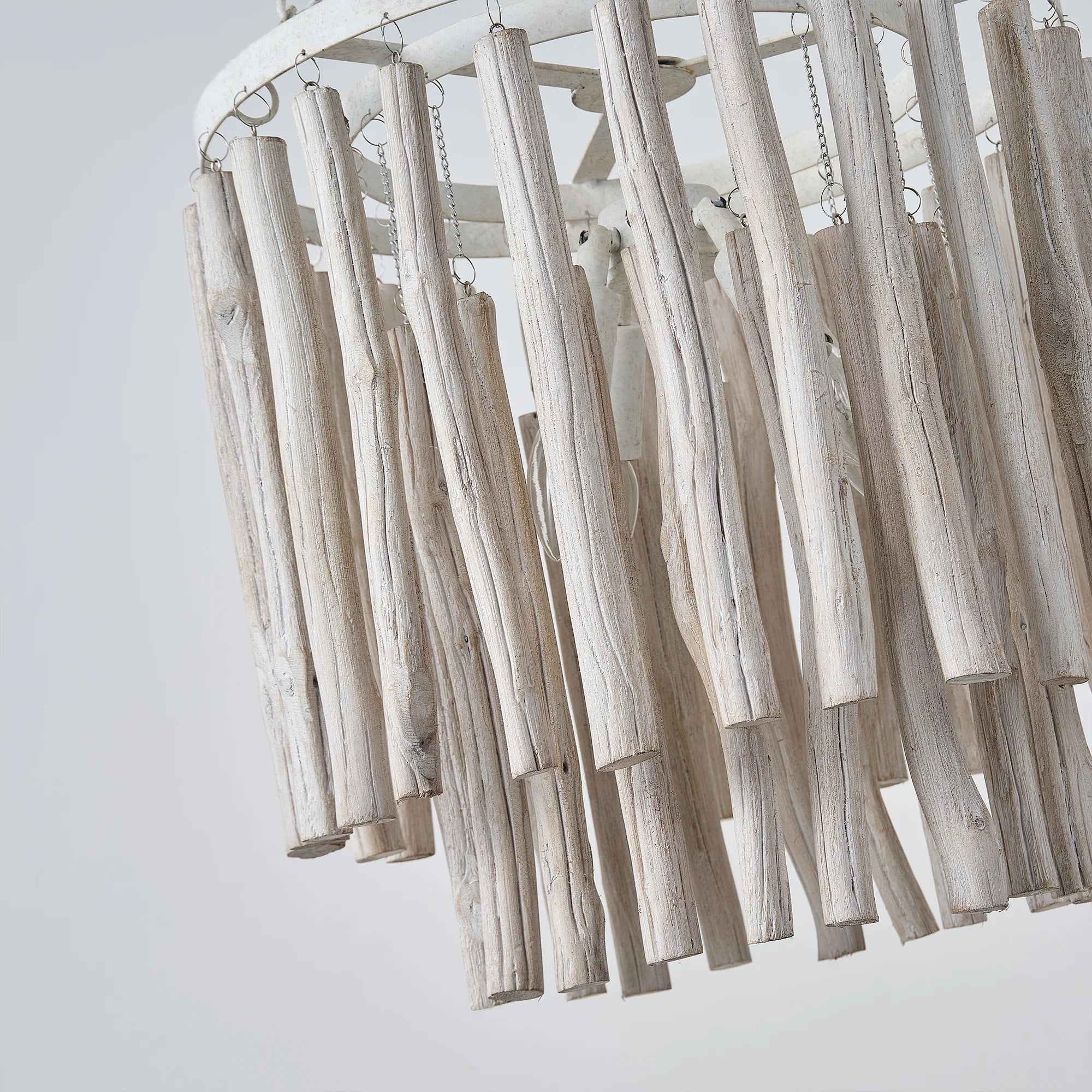 17 Inch Milo 4-Light White Wooden Chandelier