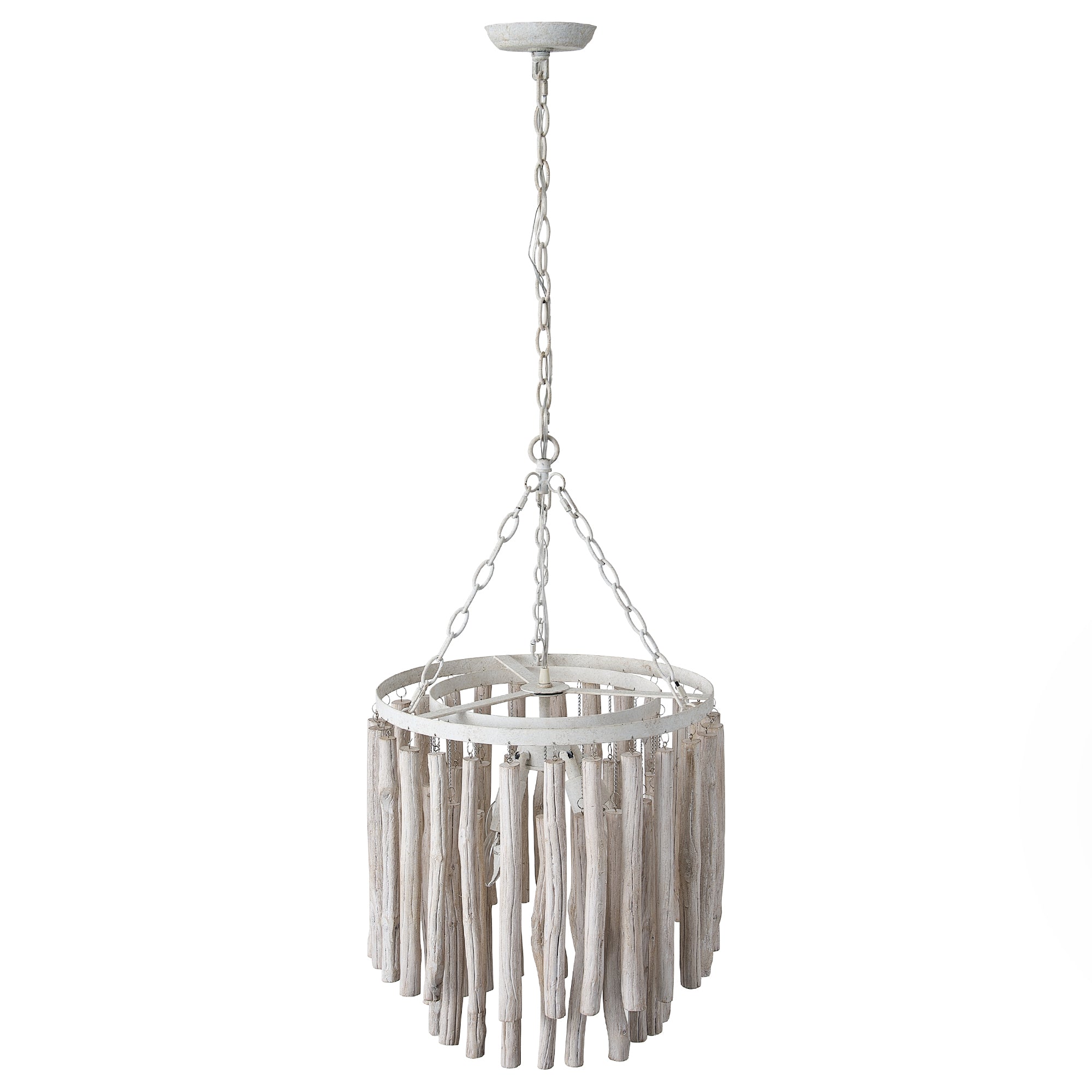 17 Inch Milo 4-Light White Wooden Chandelier