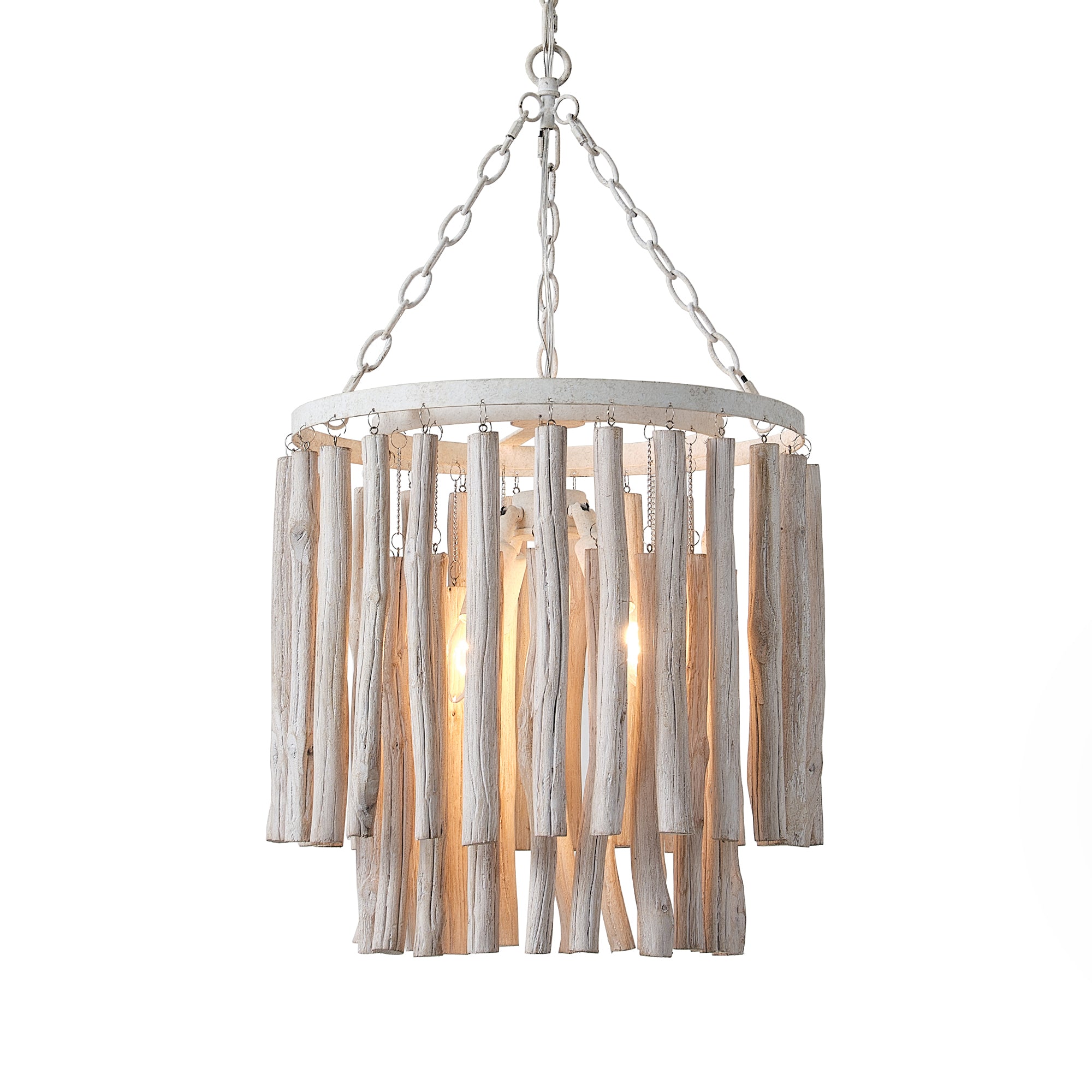 17 Inch Milo 4-Light White Wooden Chandelier