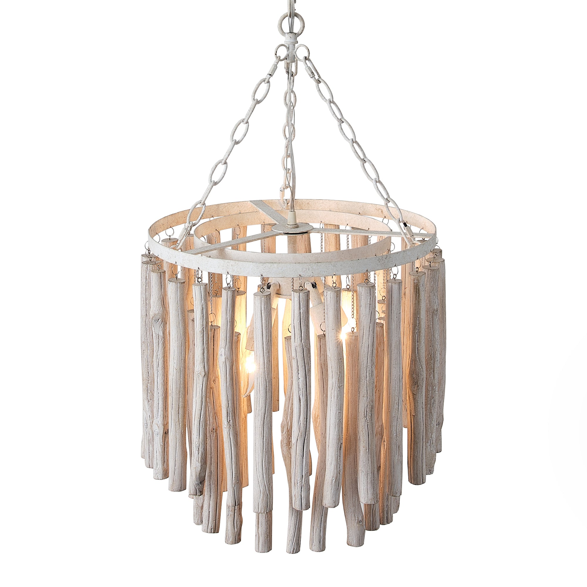 17 Inch Milo 4-Light White Wooden Chandelier