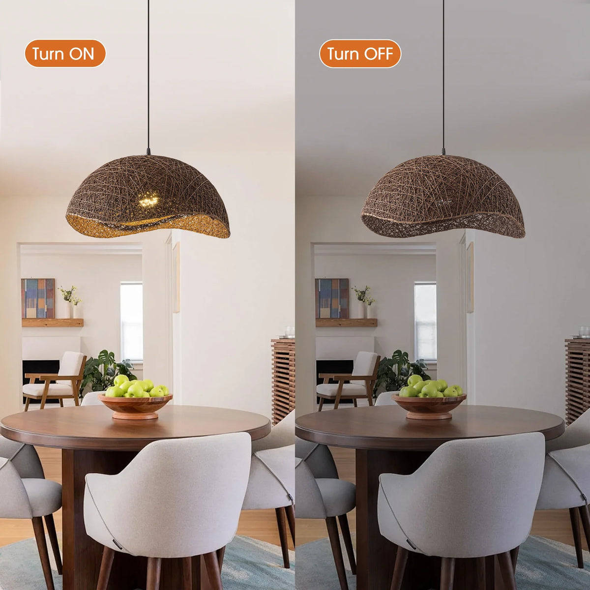 20" Sandy Bohemian Handwoven Rattan Island Pendant Light