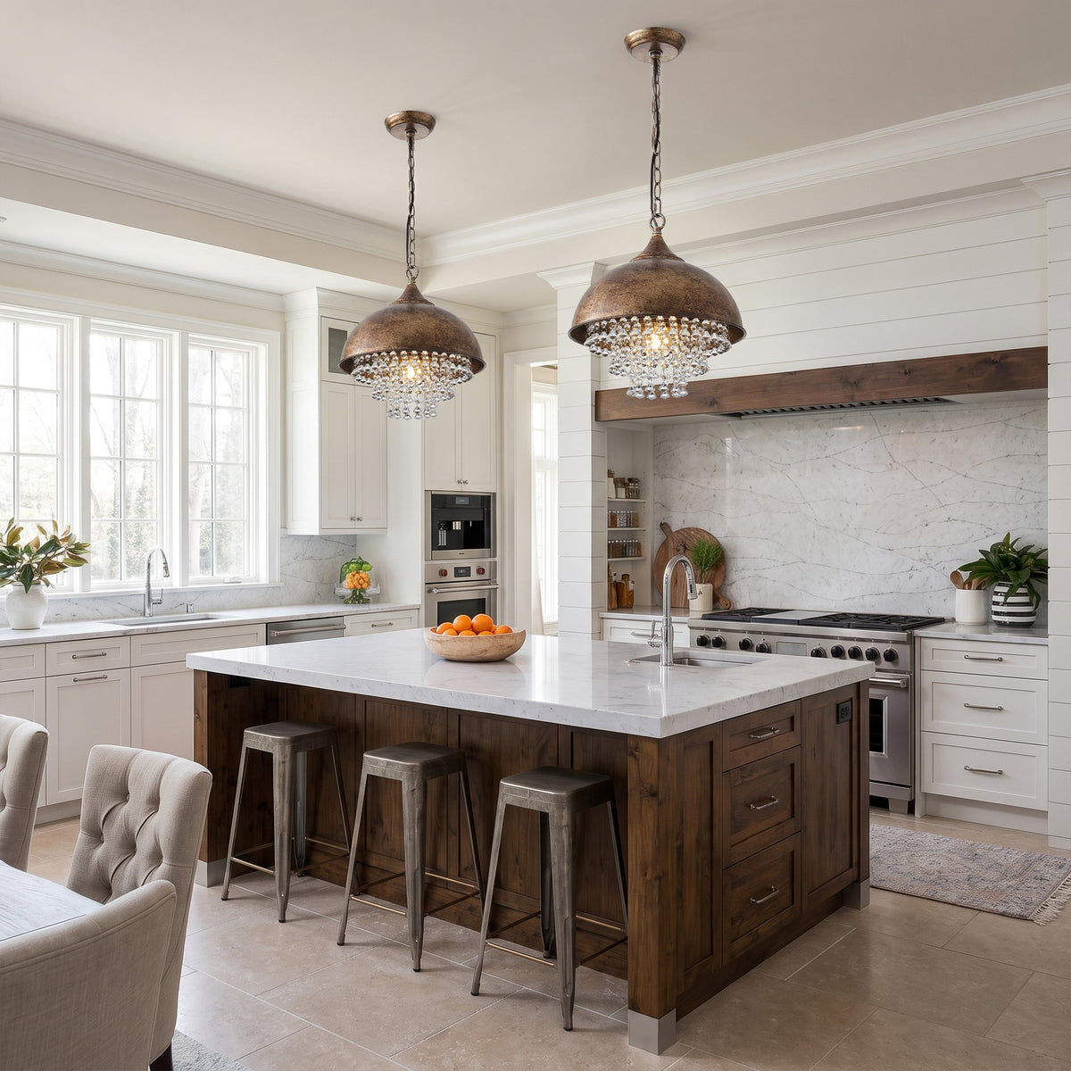 Ernest 1-Light Antique Bronze Pendant Light with Gold Highlights