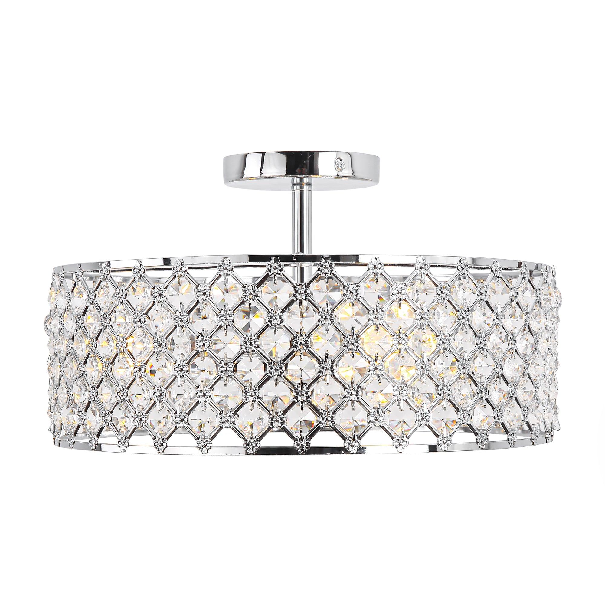 15 Inch 3-Light Modern Chrome Semi-Flush Mount Ceiling Lighting