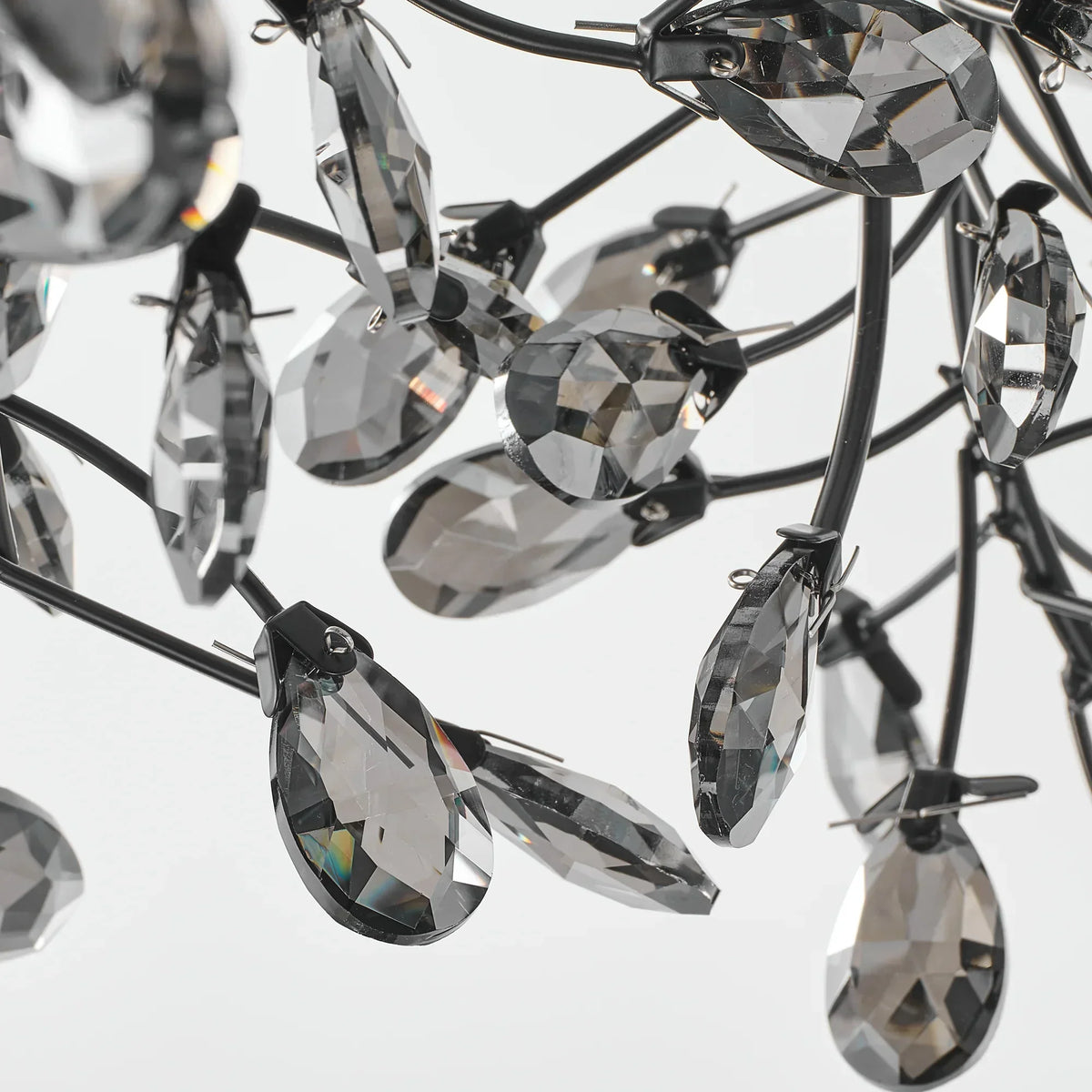 31 Inch Saxon 6-Light Black Crystal Ornament Chandelier