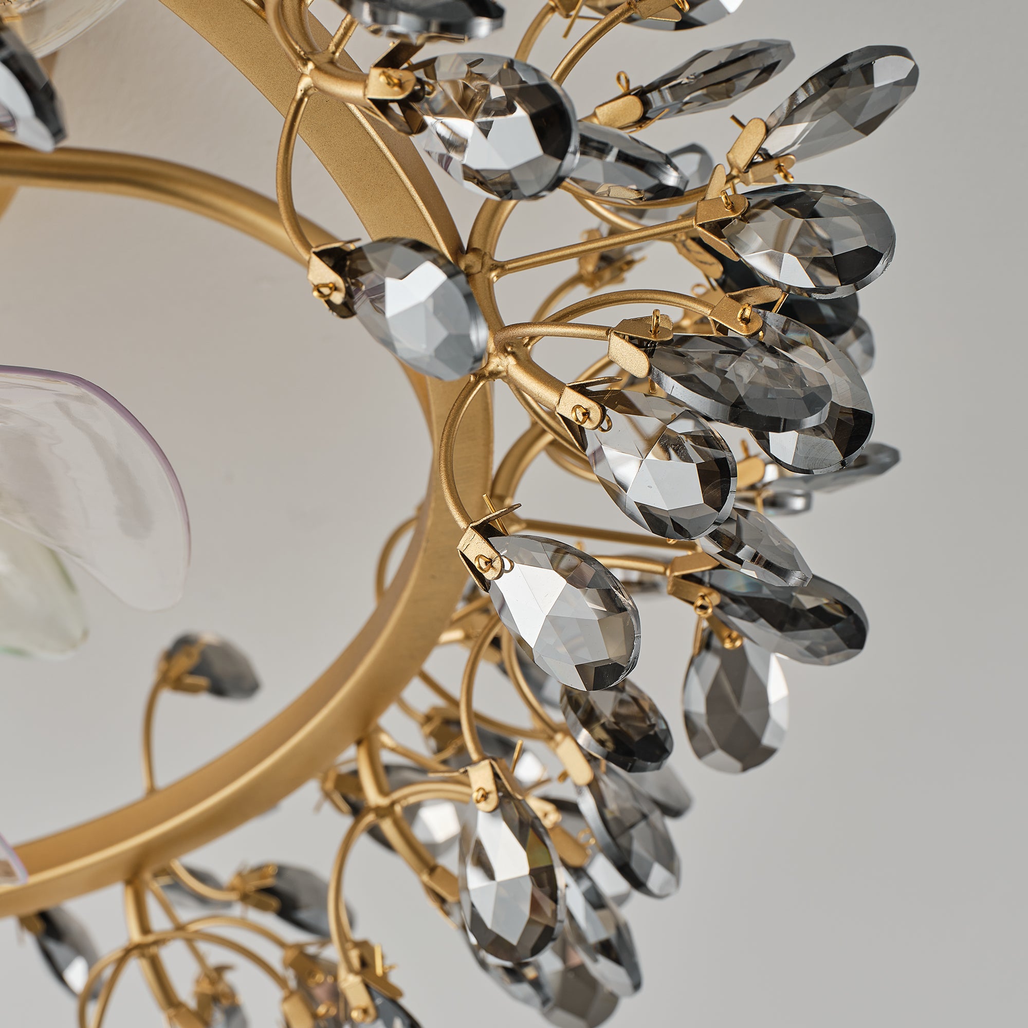 23" Clara Golden Crystal Flush Mount Ceiling Fan with Light and Remote