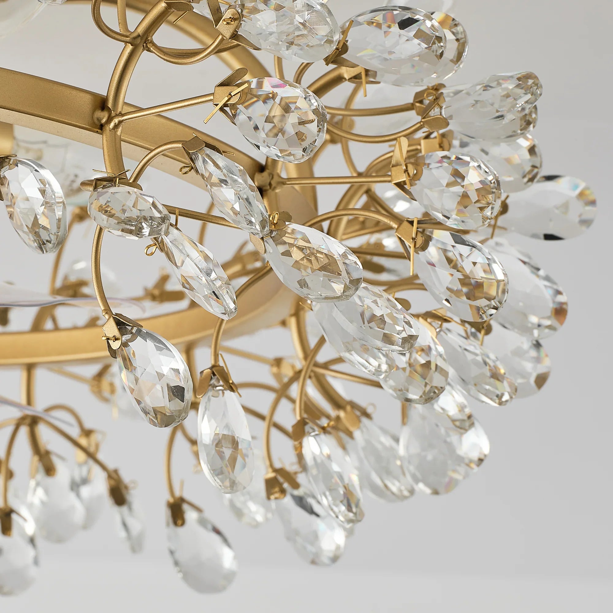 23" Clara Golden Crystal Flush Mount Ceiling Fan with Light and Remote