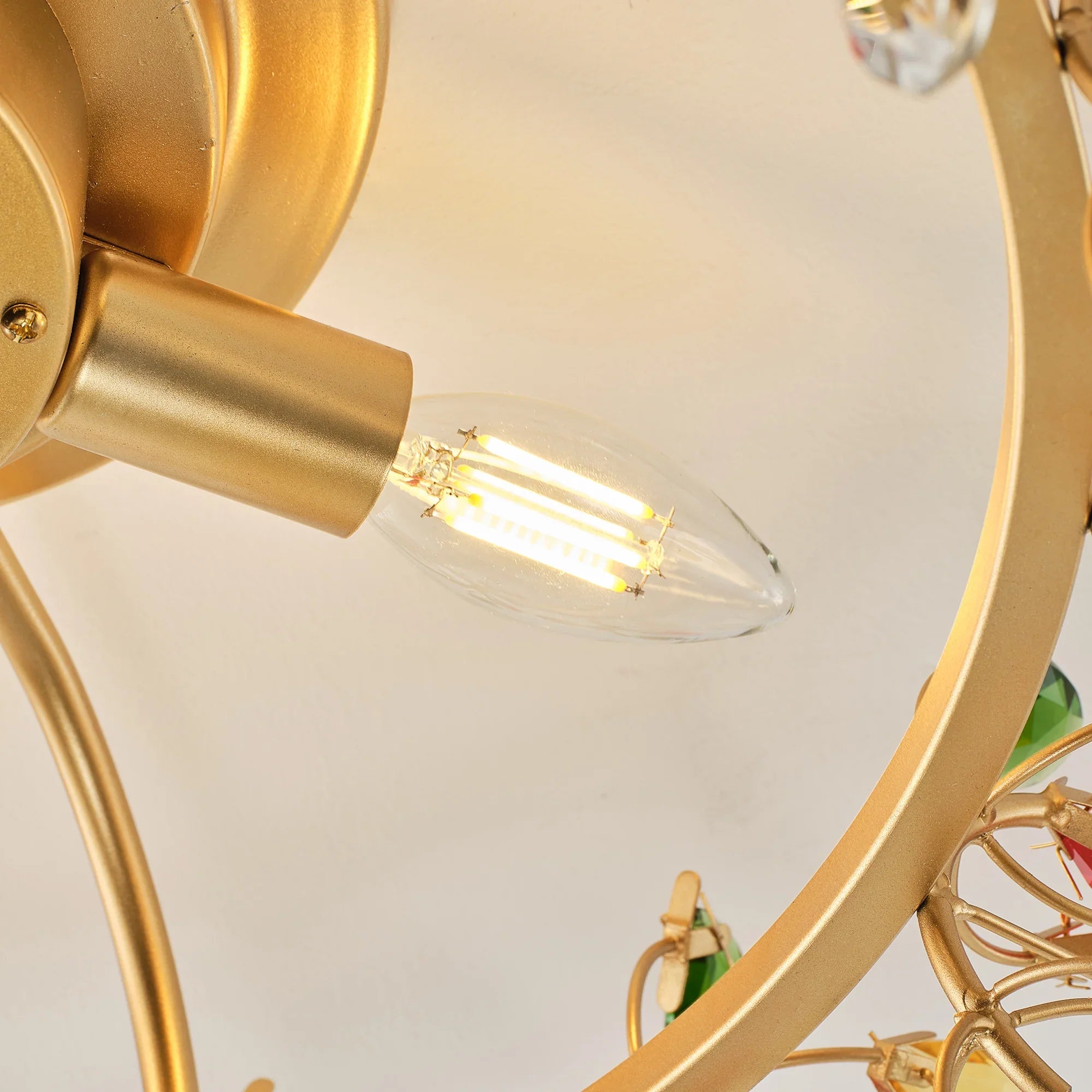 23" Clara Golden Crystal Flush Mount Ceiling Fan with Light and Remote