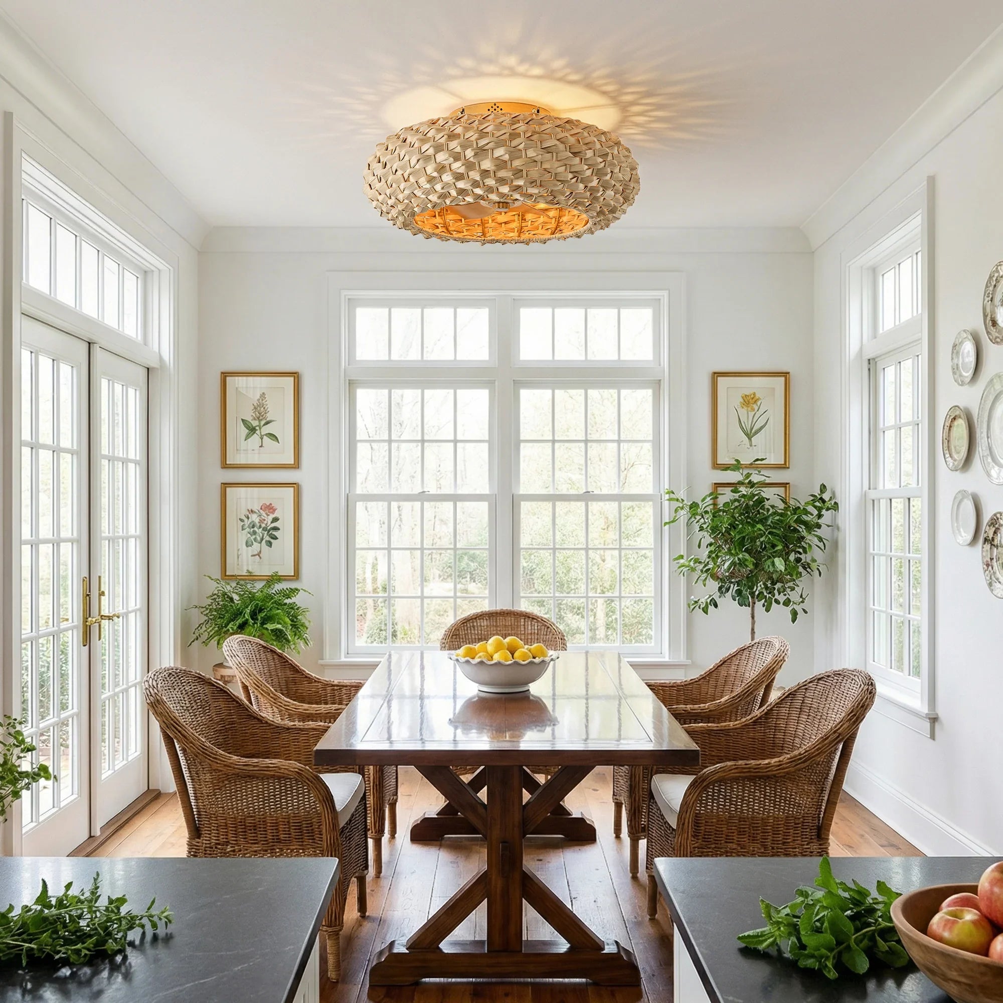 21" Myron Bohemian Flush Mount Ceiling Fan with Light