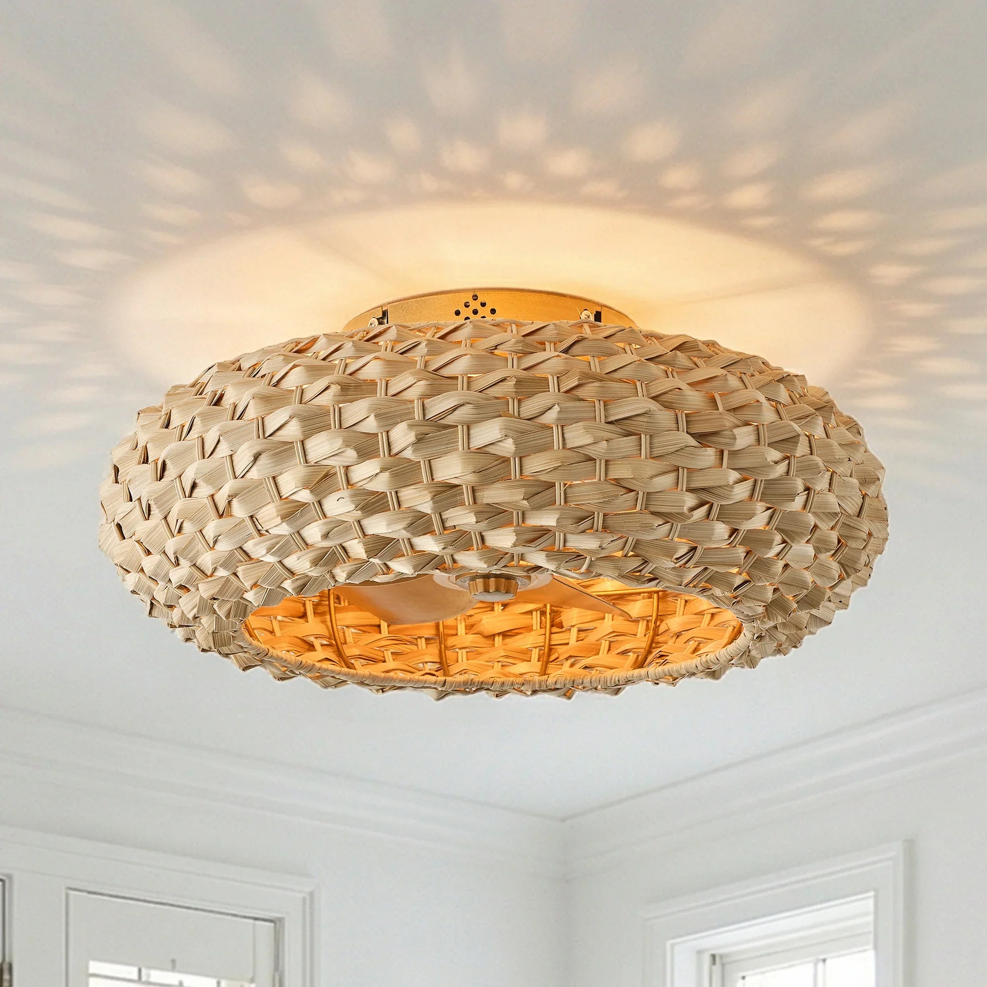 21" Myron Bohemian Flush Mount Ceiling Fan with Light