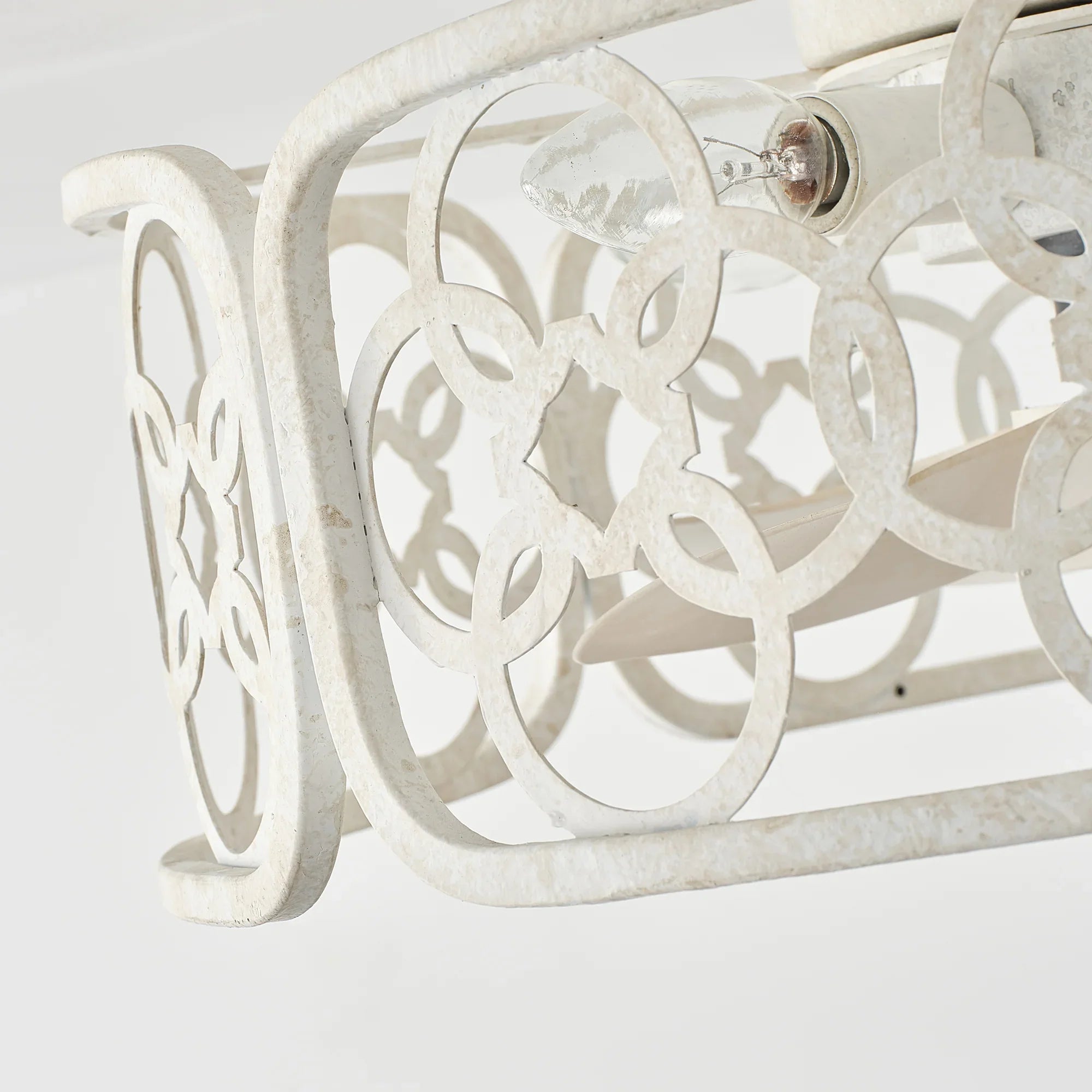 18" Leif Distressed White Flush Mount Ceiling Fan with Light