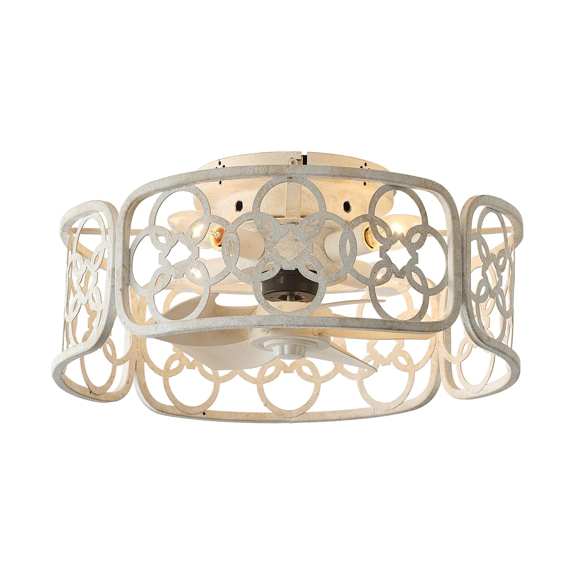 18" Leif Distressed White Flush Mount Ceiling Fan with Light