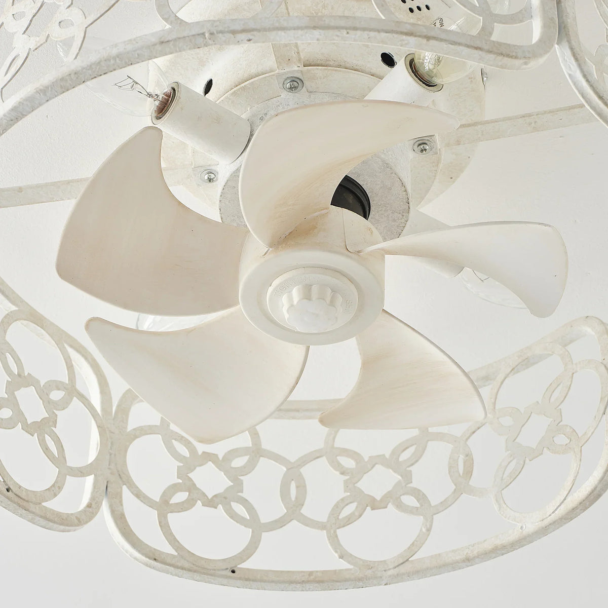 18" Leif Distressed White Flush Mount Ceiling Fan with Light