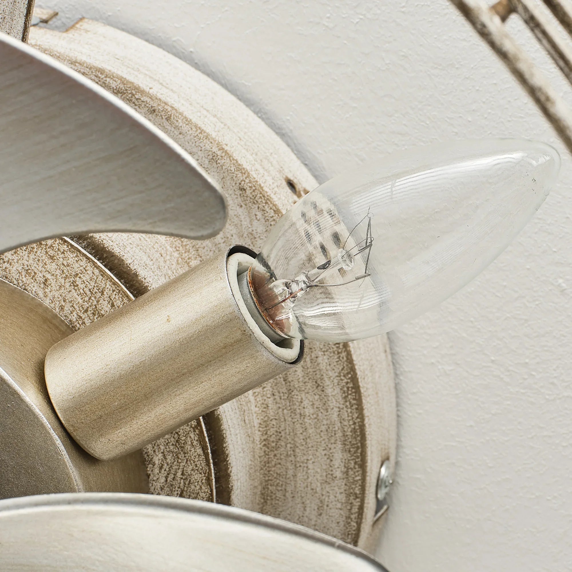 18" Ralap Distressed White Flush Mount Ceiling Fan with Light