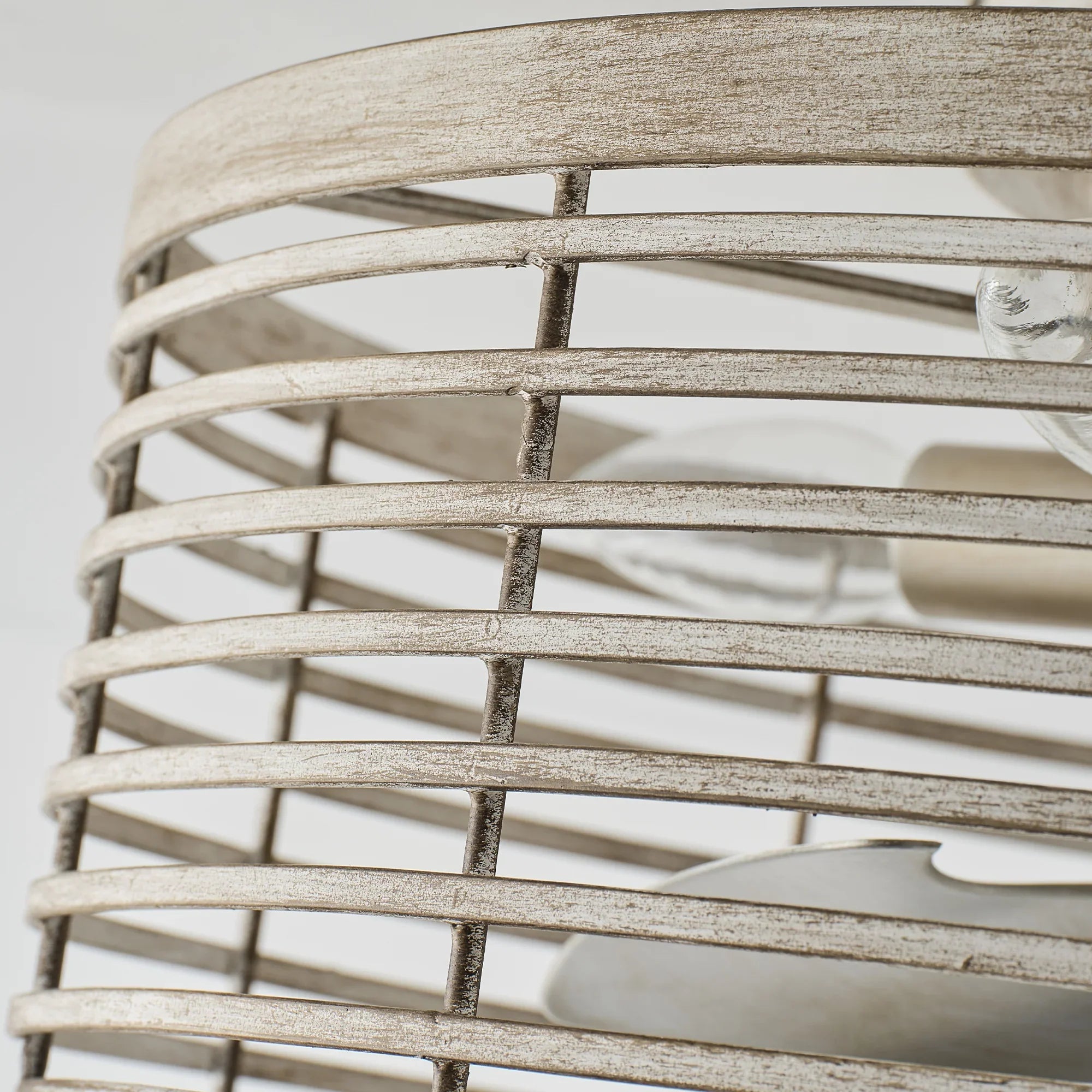 18" Ralap Distressed White Flush Mount Ceiling Fan with Light