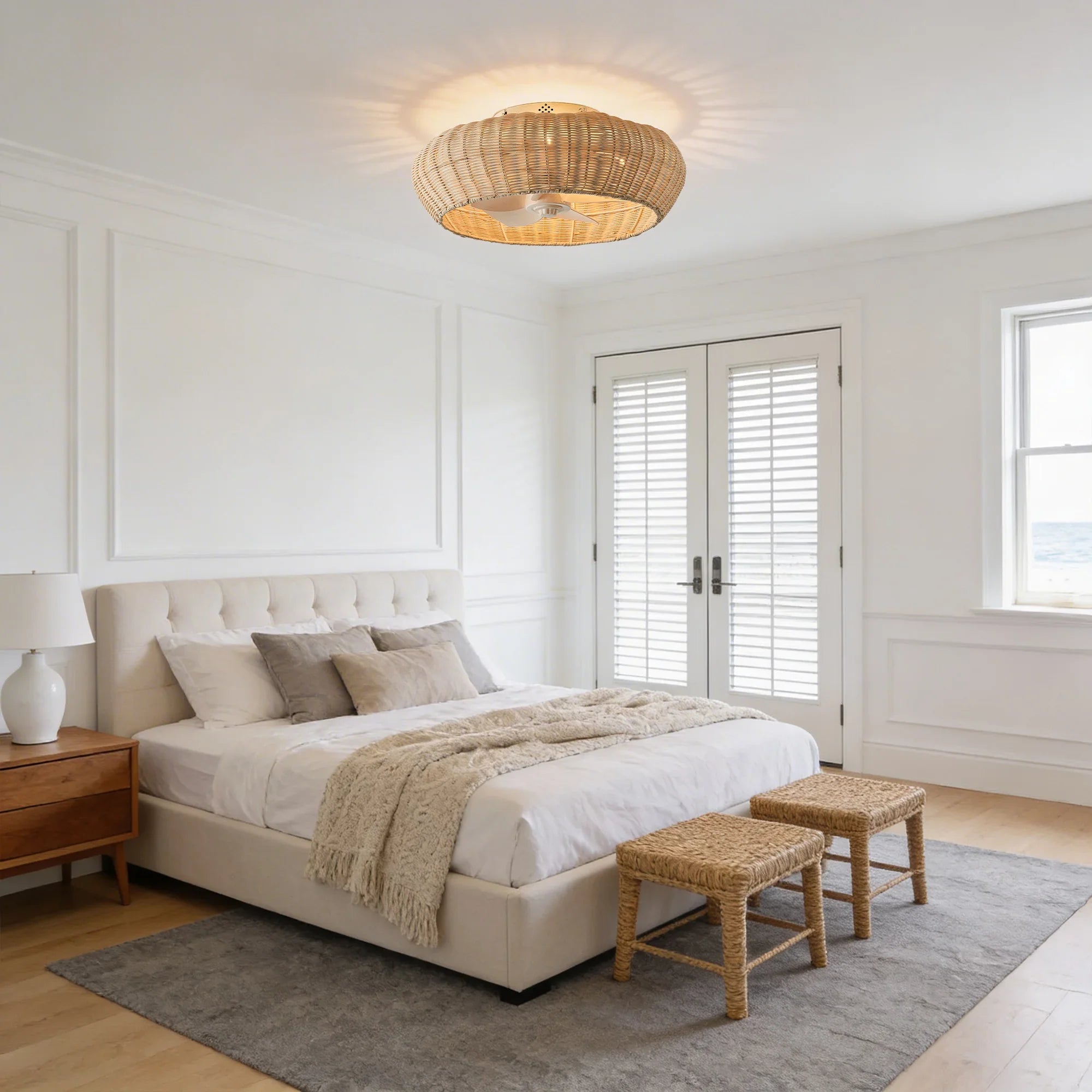 20" Ronald Bohemian Flush Mount Ceiling Fan with Light