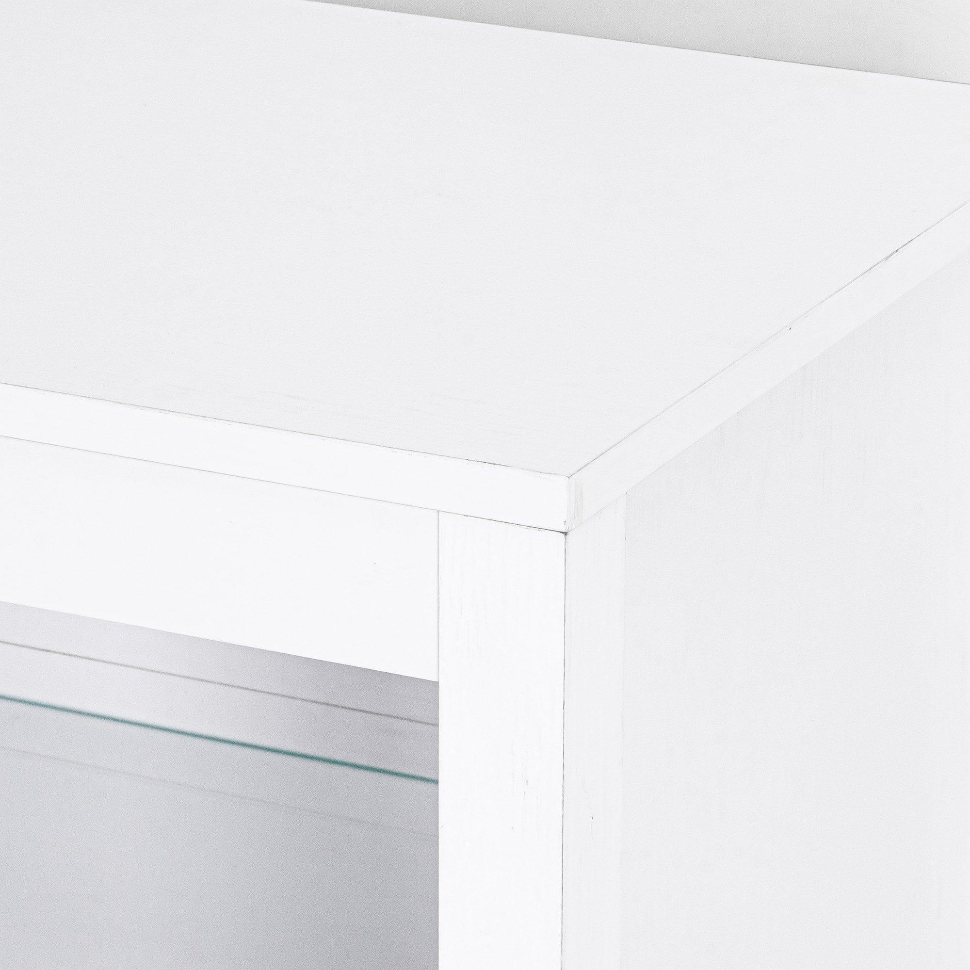 Centro de entretenimiento moderno con soporte para TV LED de 66" y estantes de vidrio para sala de estar