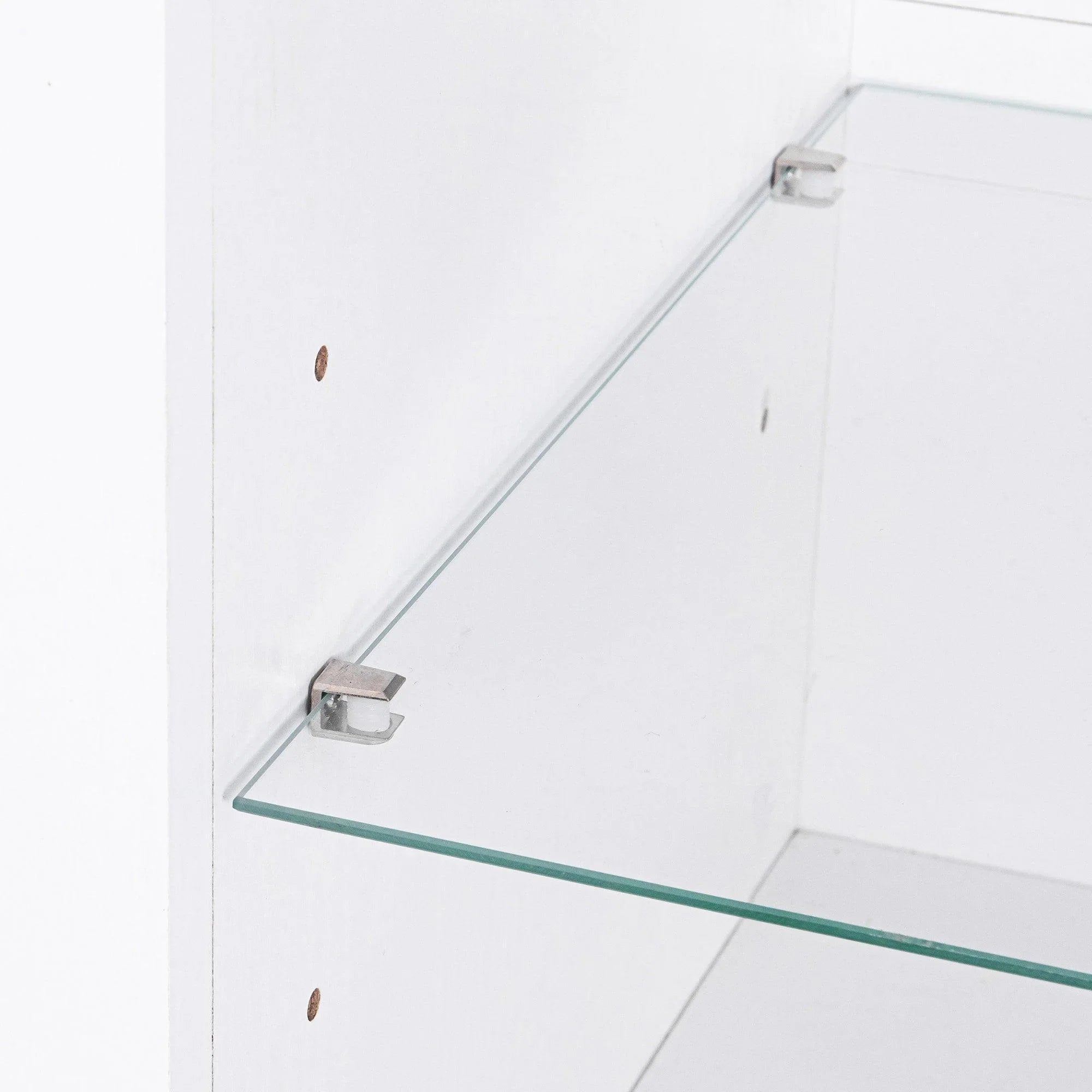 Centro de entretenimiento moderno con soporte para TV LED de 66" y estantes de vidrio para sala de estar