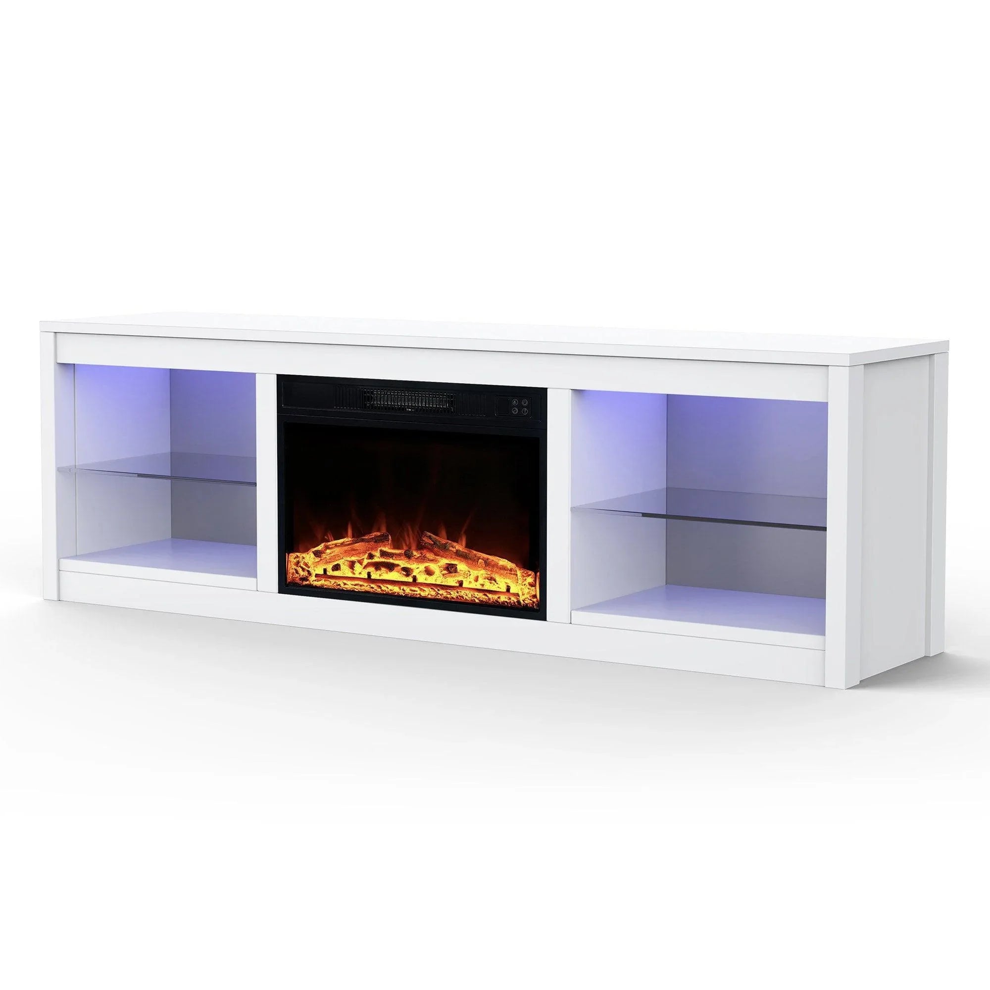 Moderno mueble para TV LED de 66" con chimenea eléctrica de 23" para sala de estar