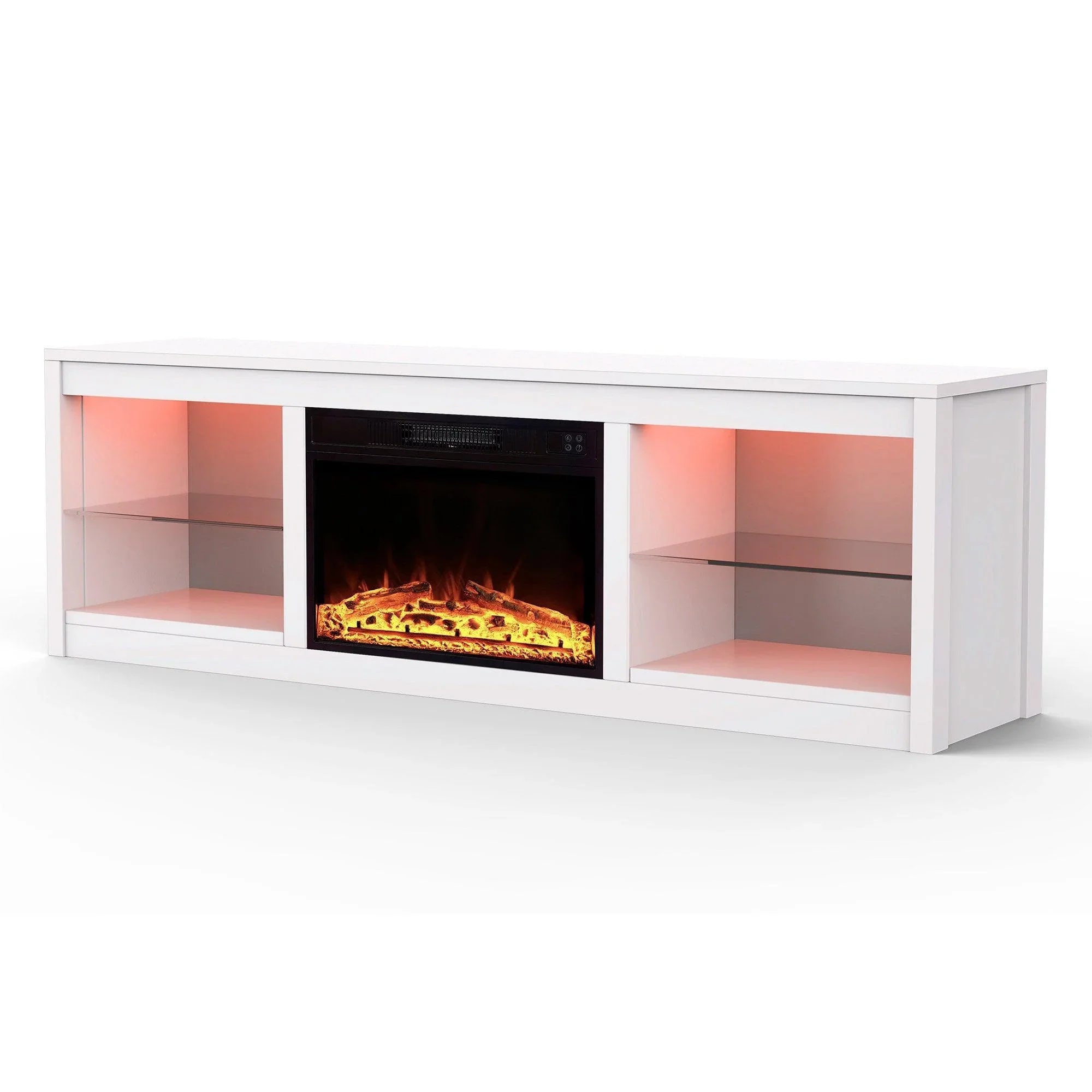 Moderno mueble para TV LED de 66" con chimenea eléctrica de 23" para sala de estar