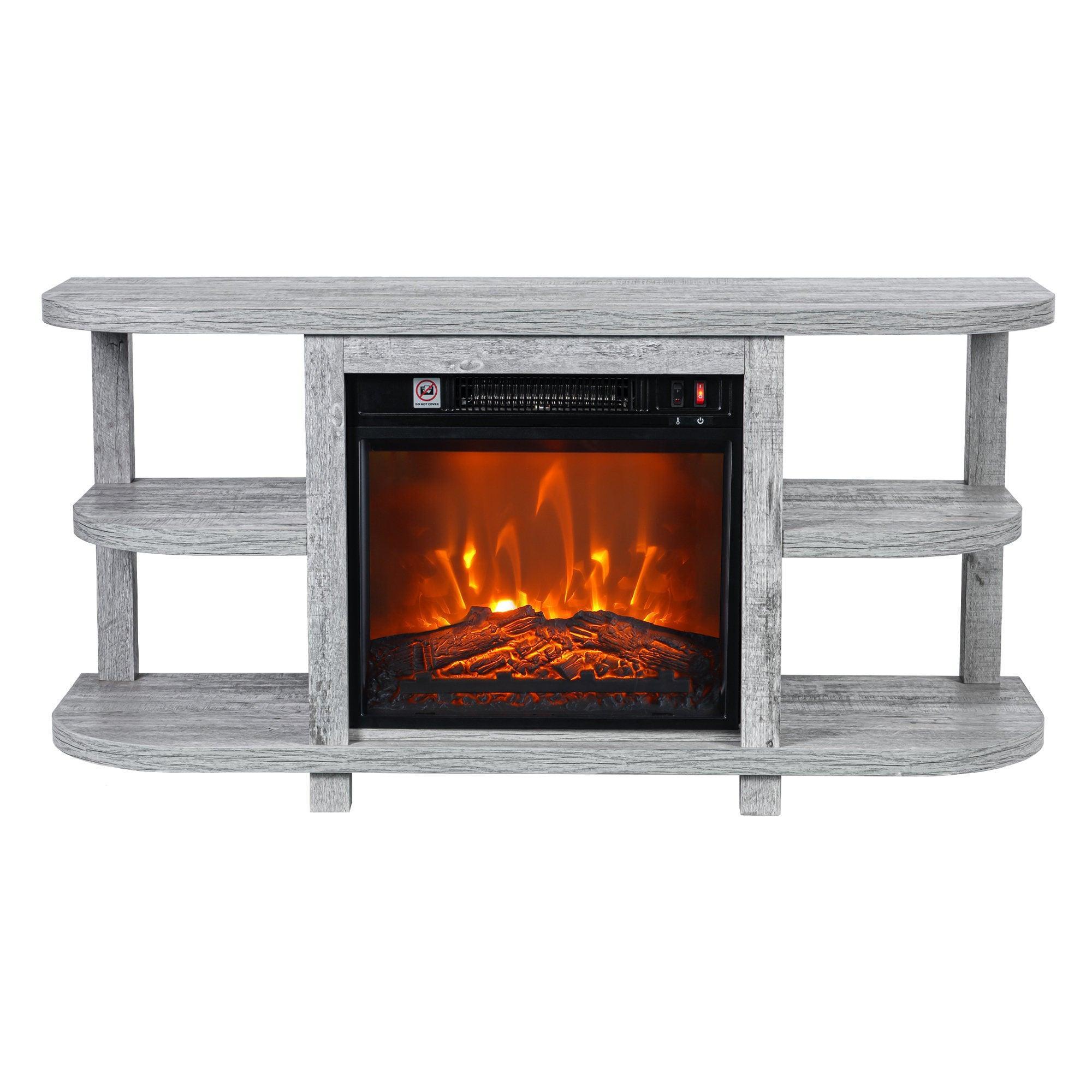 Decorative Modern 48" TV Stand with 18" Insert Electric Fireplace