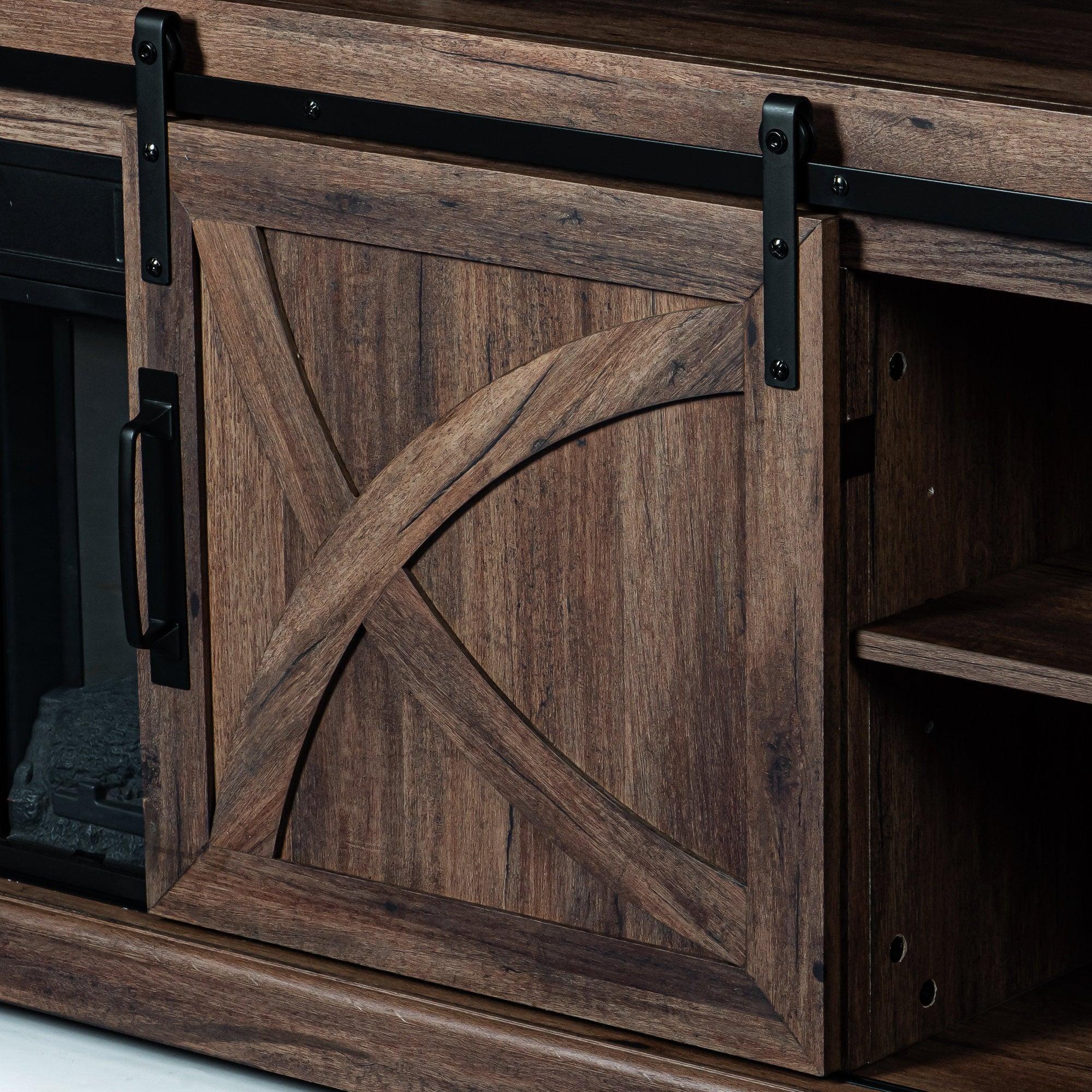 Mueble de TV estilo granja de 68" con chimenea eléctrica con abertura de inserción de 23"