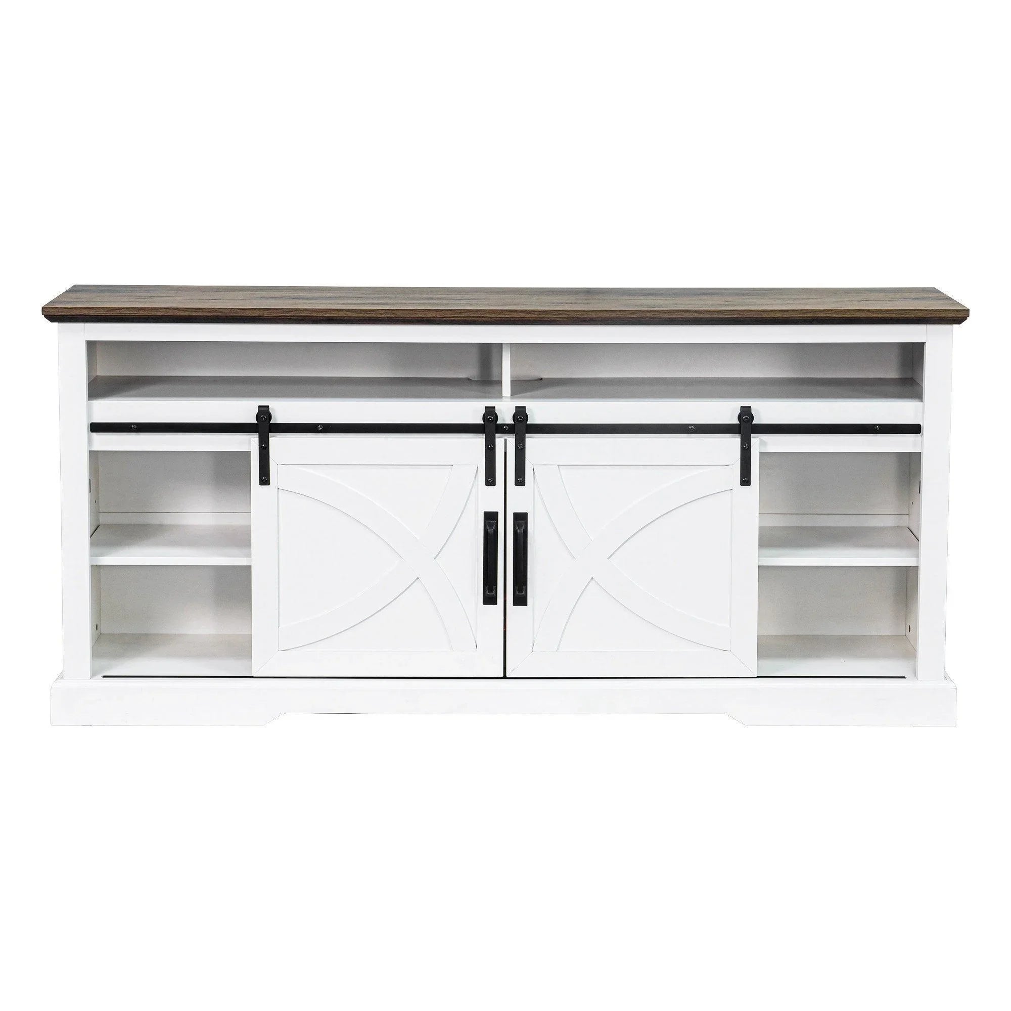 Mueble de TV estilo granja de 68" con chimenea eléctrica con abertura de inserción de 23"