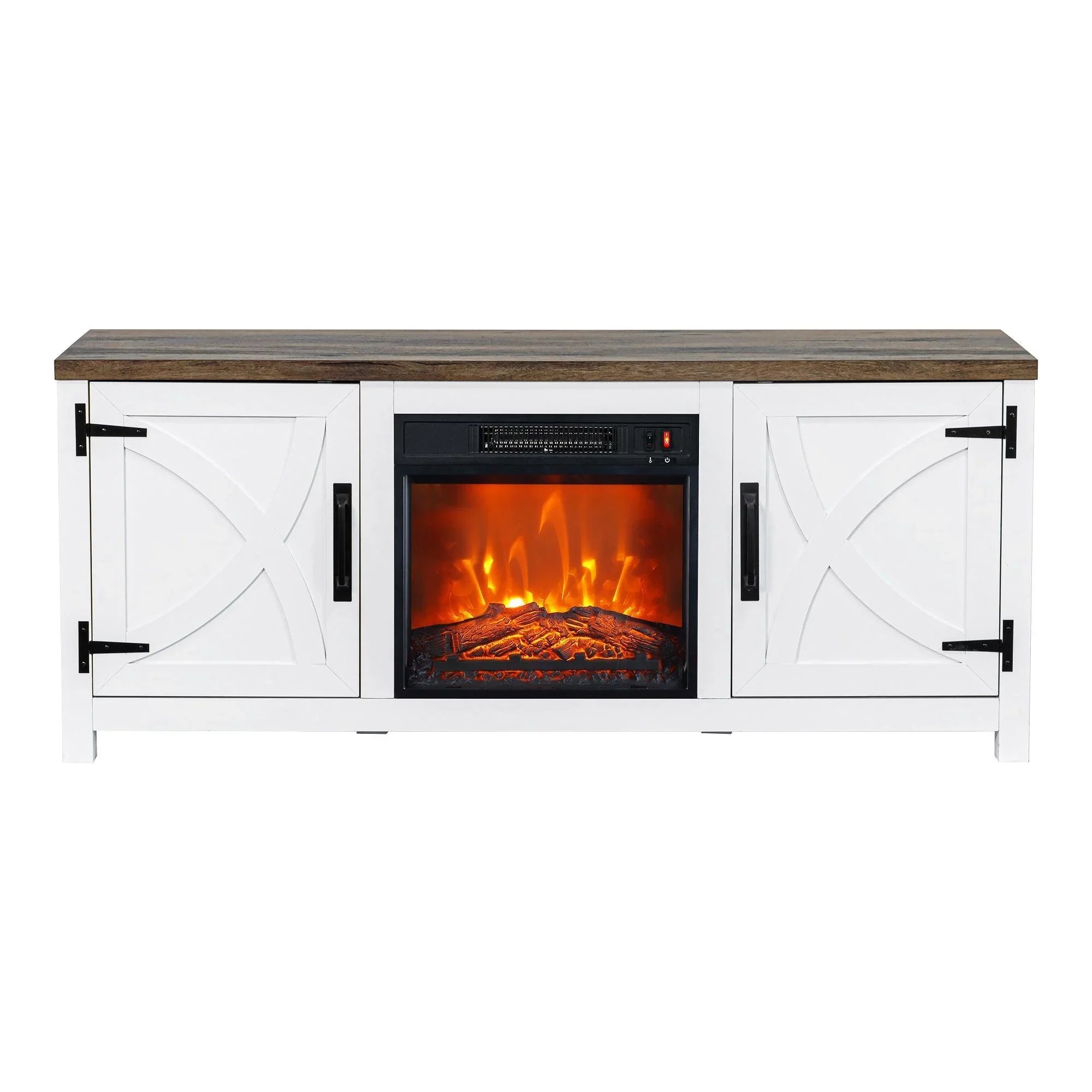 Mueble de TV rústico de 58" con chimenea eléctrica de 18" para sala de estar