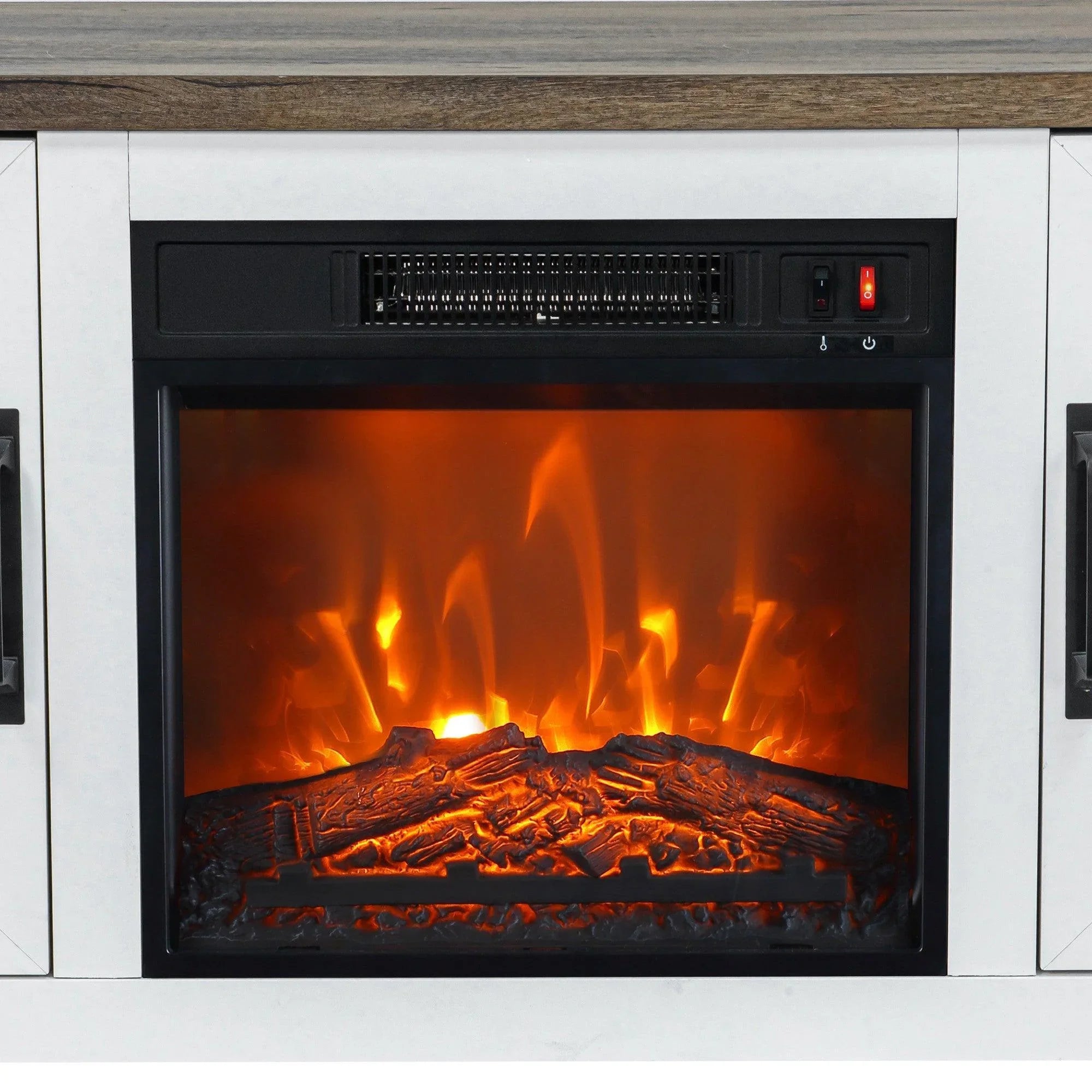 Mueble de TV rústico de 58" con chimenea eléctrica de 18" para sala de estar