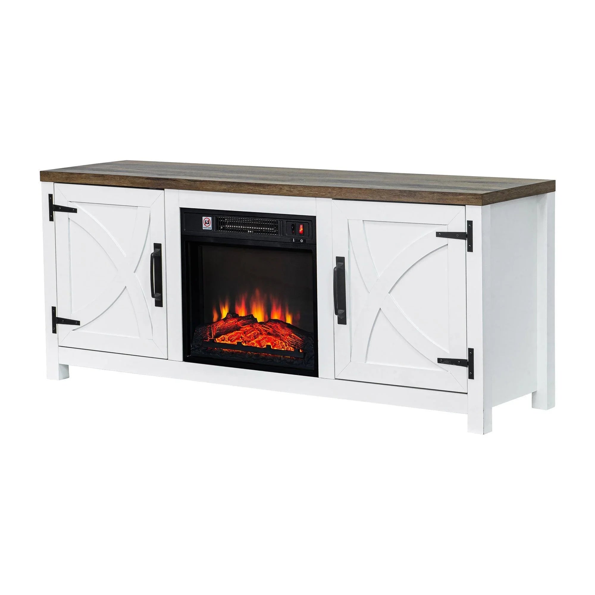 Mueble de TV rústico de 58" con chimenea eléctrica de 18" para sala de estar