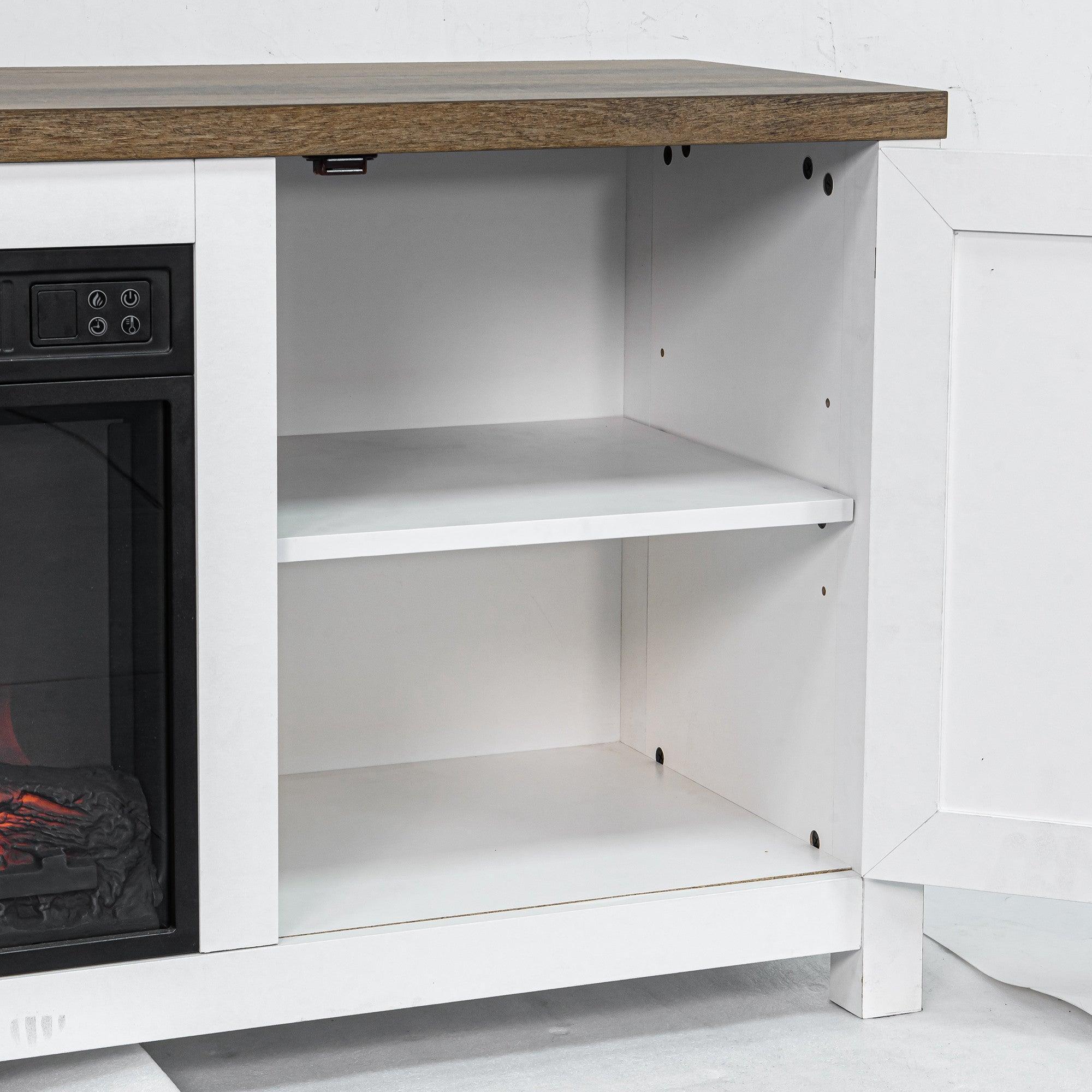 58" Farmhouse TV Stand with 18" Insert Electric Fireplace for Living Room