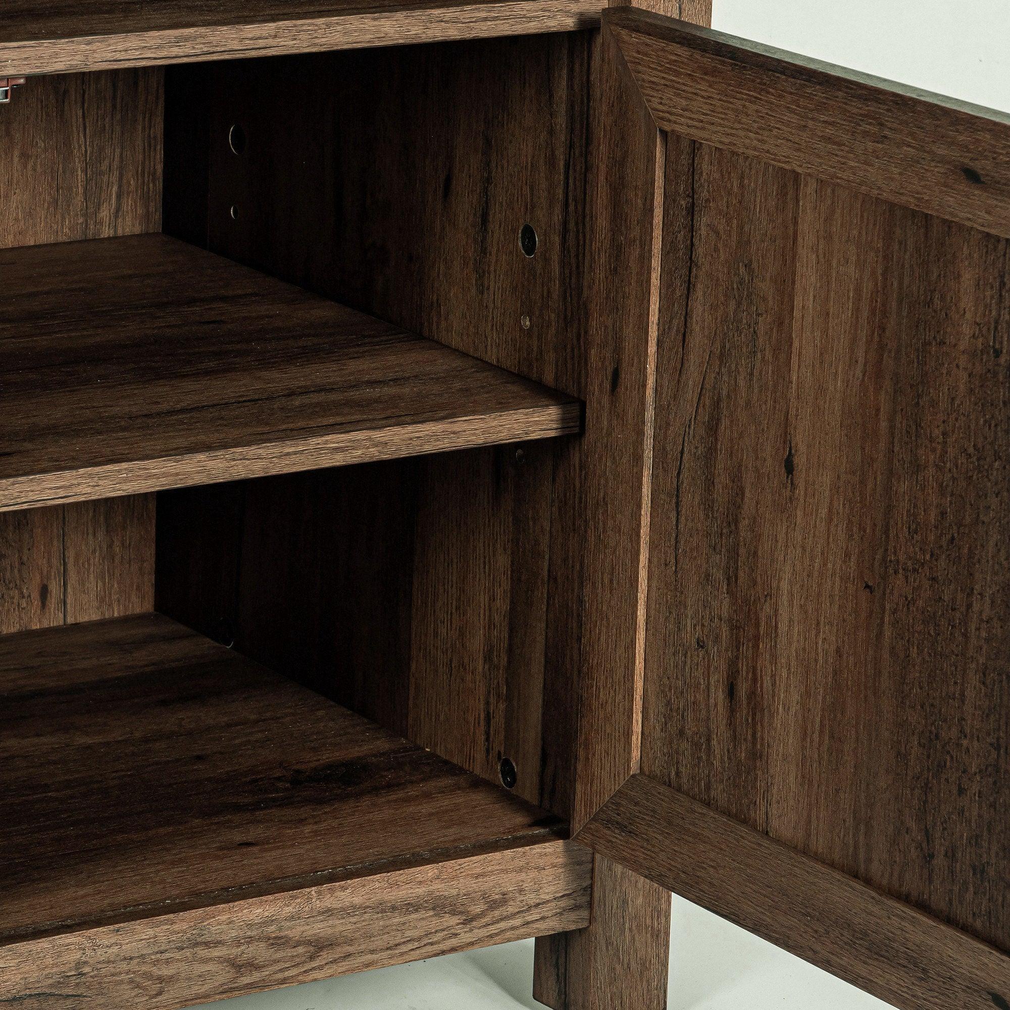 Mesita de noche rústica de madera maciza de 45 cm para dormitorio en marrón, gris o blanco